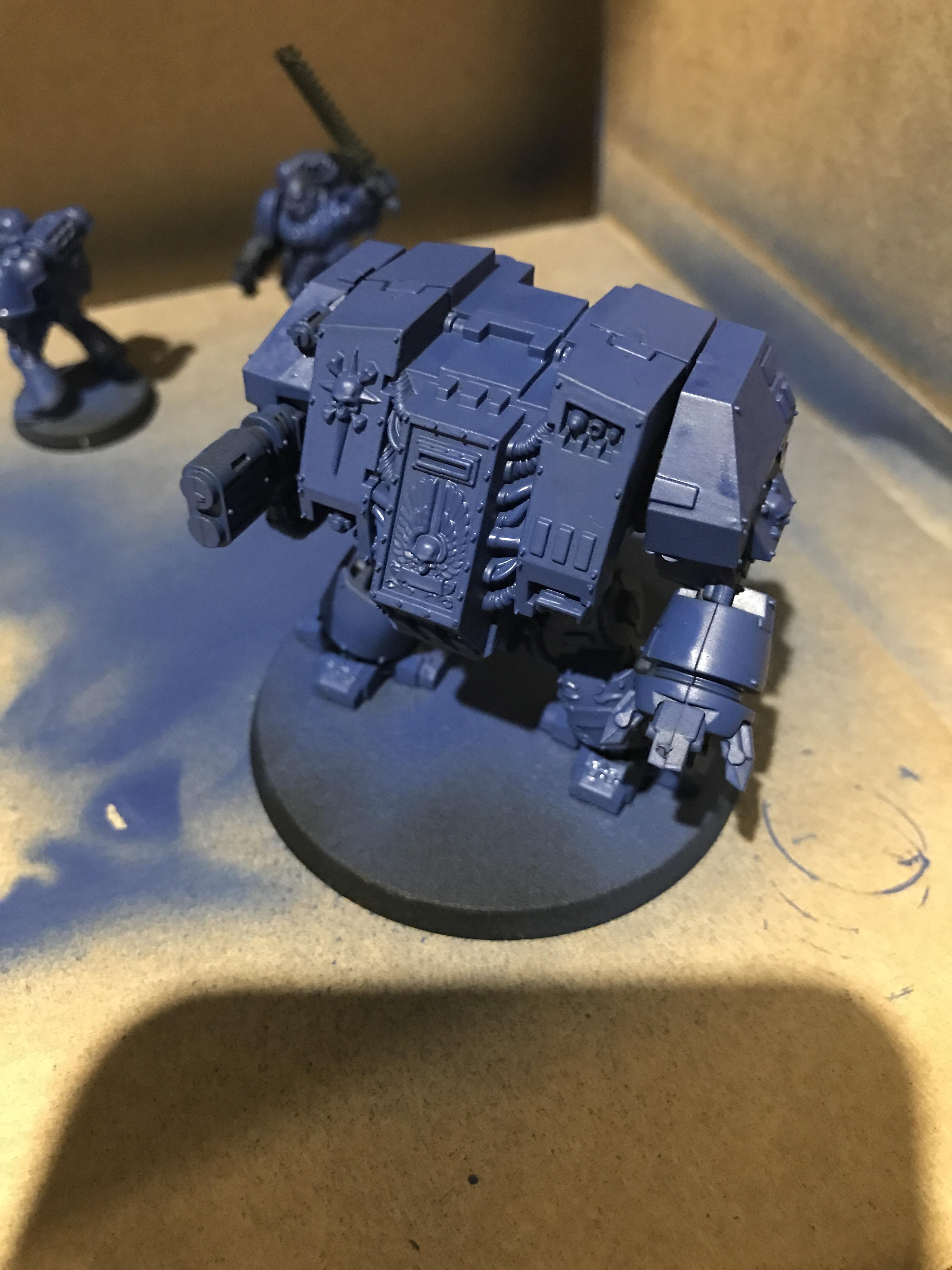 Based coated with .35mm airbrush. Using macragge blue as base