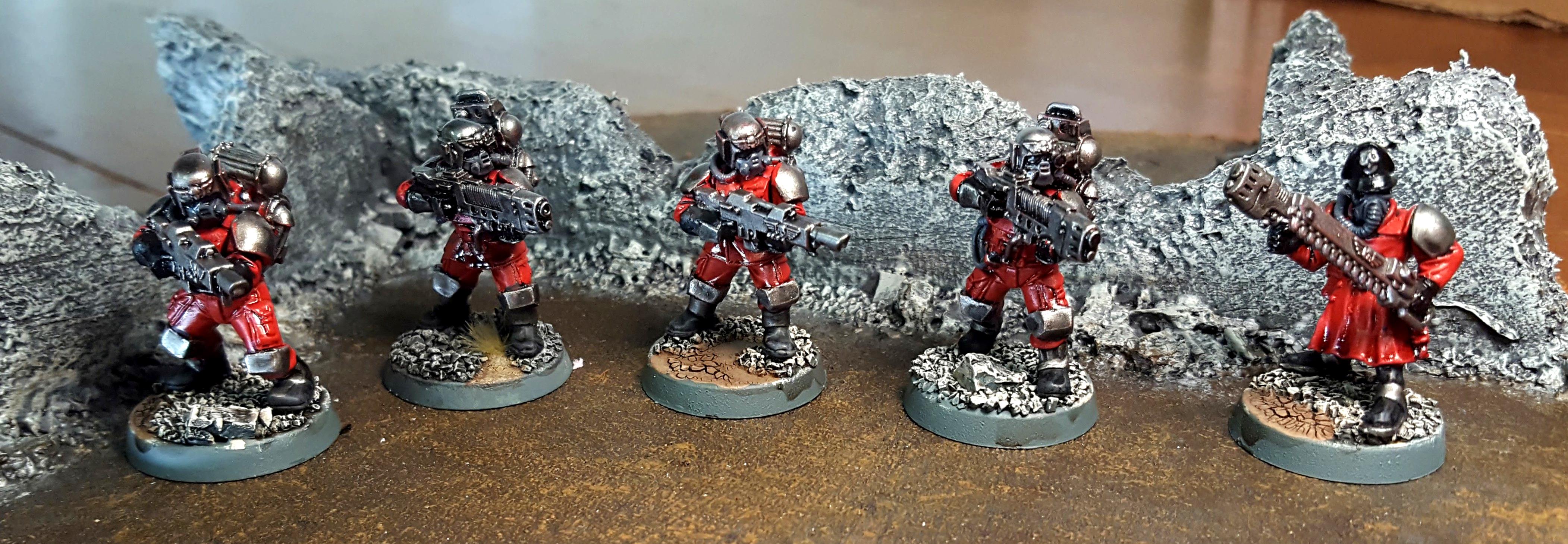 Plasma Scions 2: Forge World &quot;Hostile Environment&quot; (Cadian/Catachan plastics plus Green Stuff details) troopers with Classic Imperial Guard Officer model as Sergeant