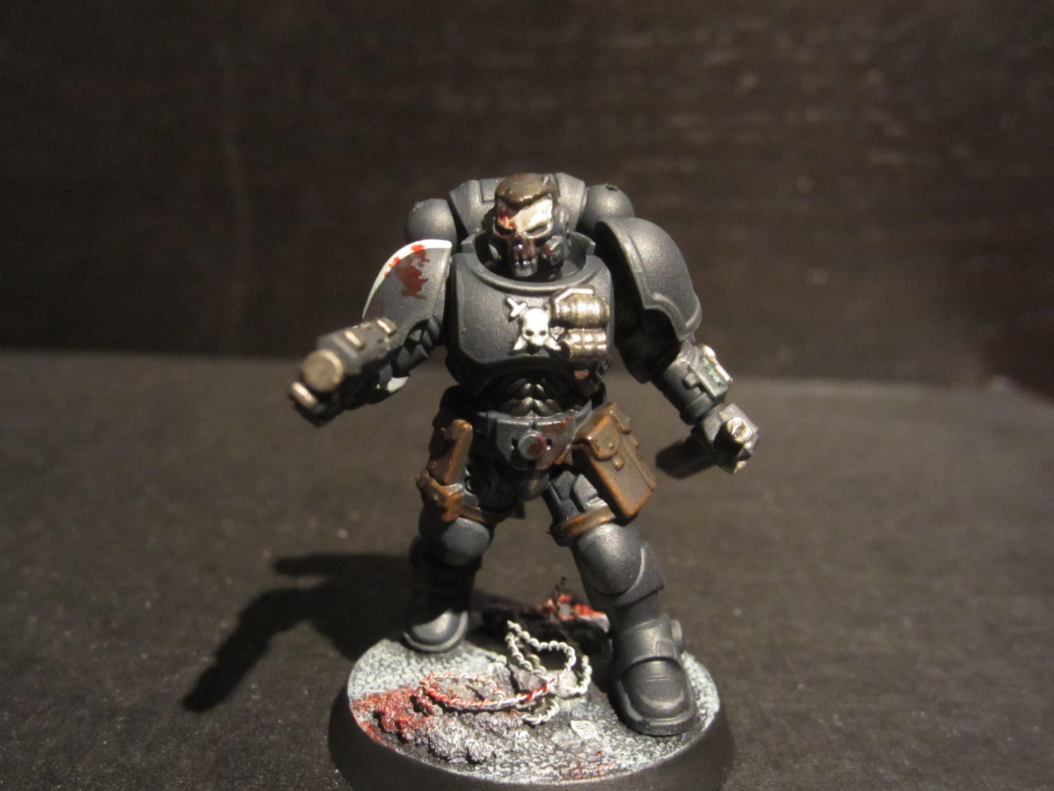 Black, Blood, Grey, Heavy Bolt Pistol, Knife, Primaris, Raven Guard, Reiver, Skull, Warhammer 40,000, White
