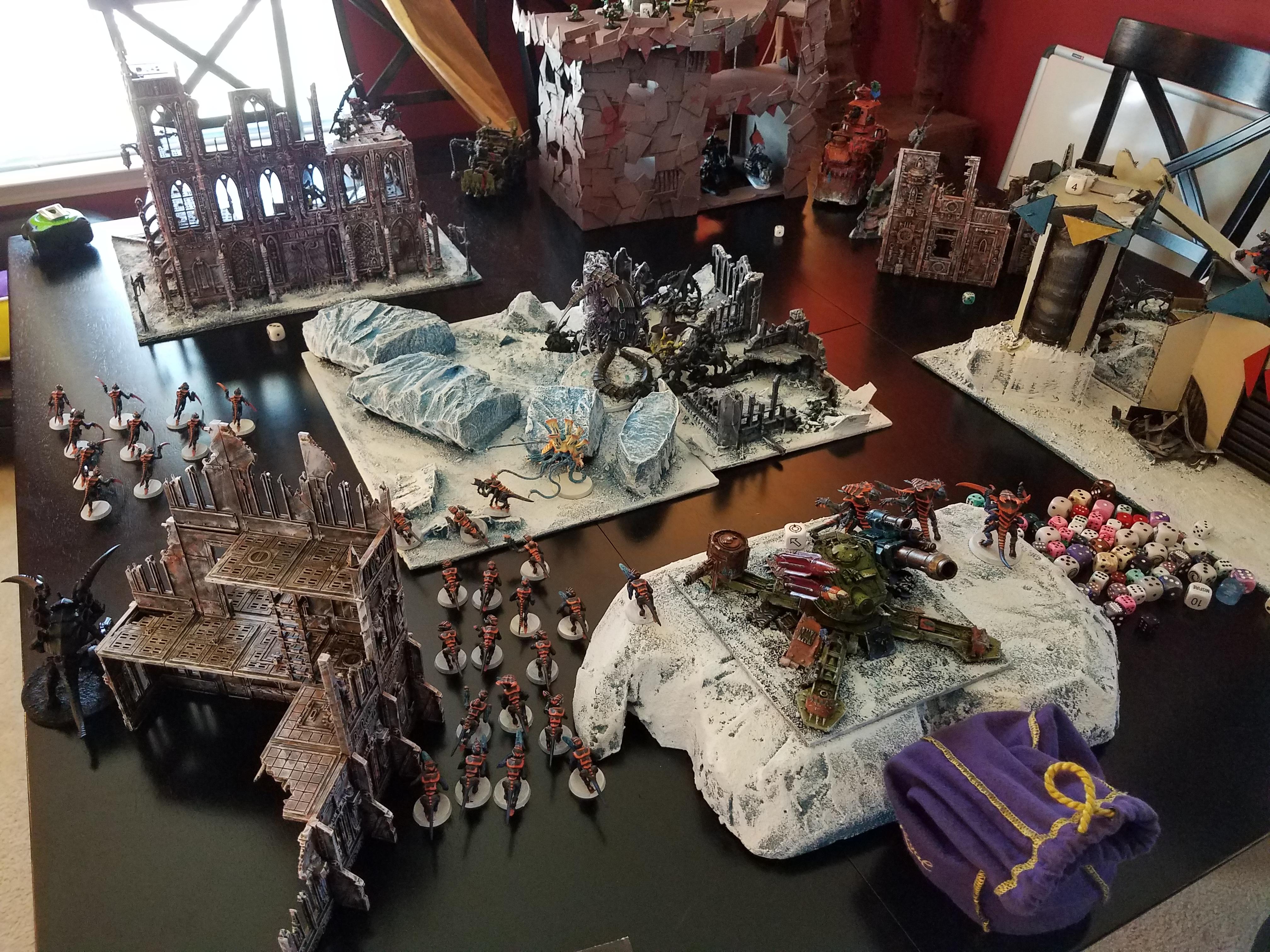 8th, Battle, Orks, Ruins, Tyranids