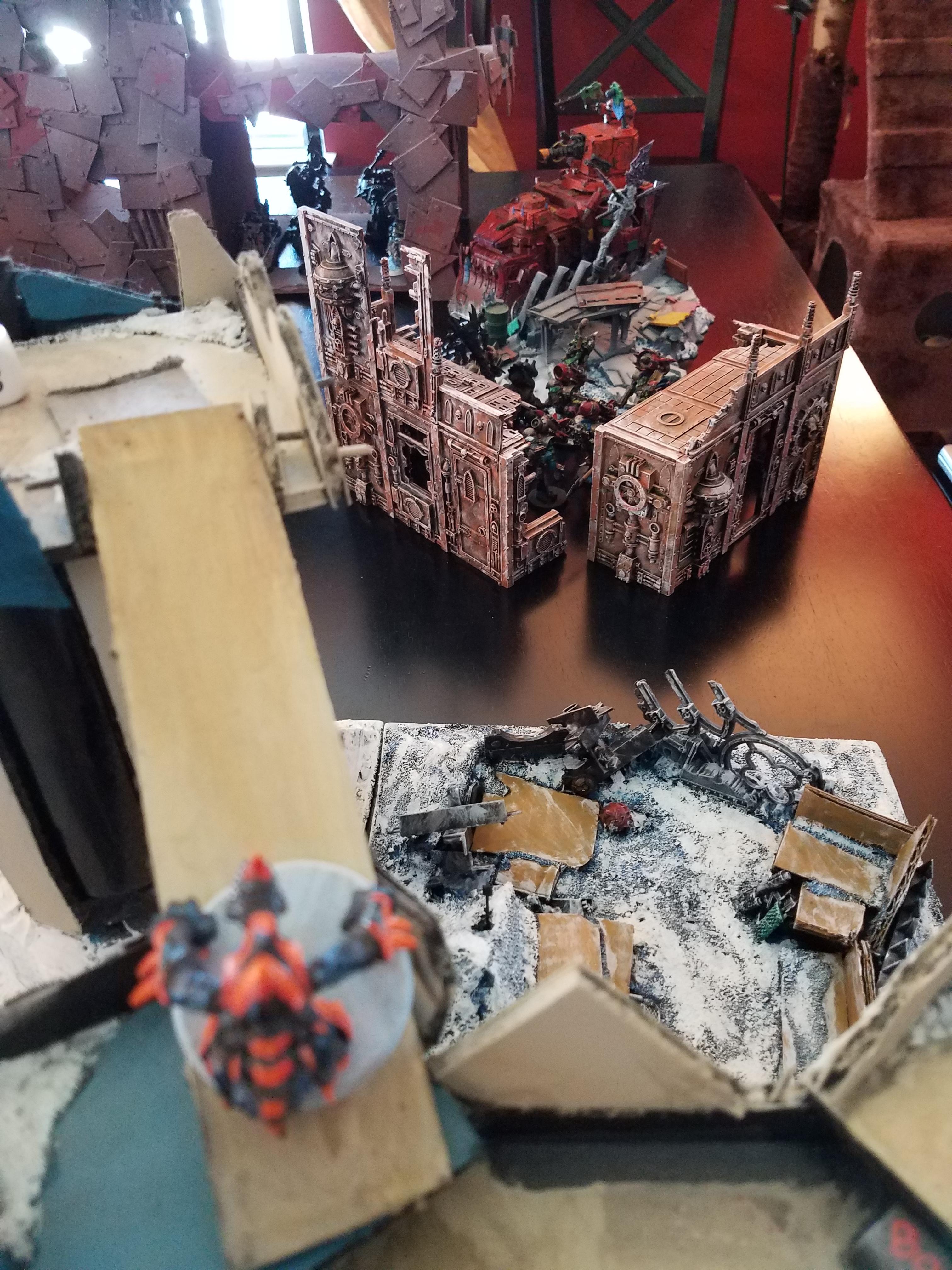 8th, Battle, Orks, Ruins, Tyranids