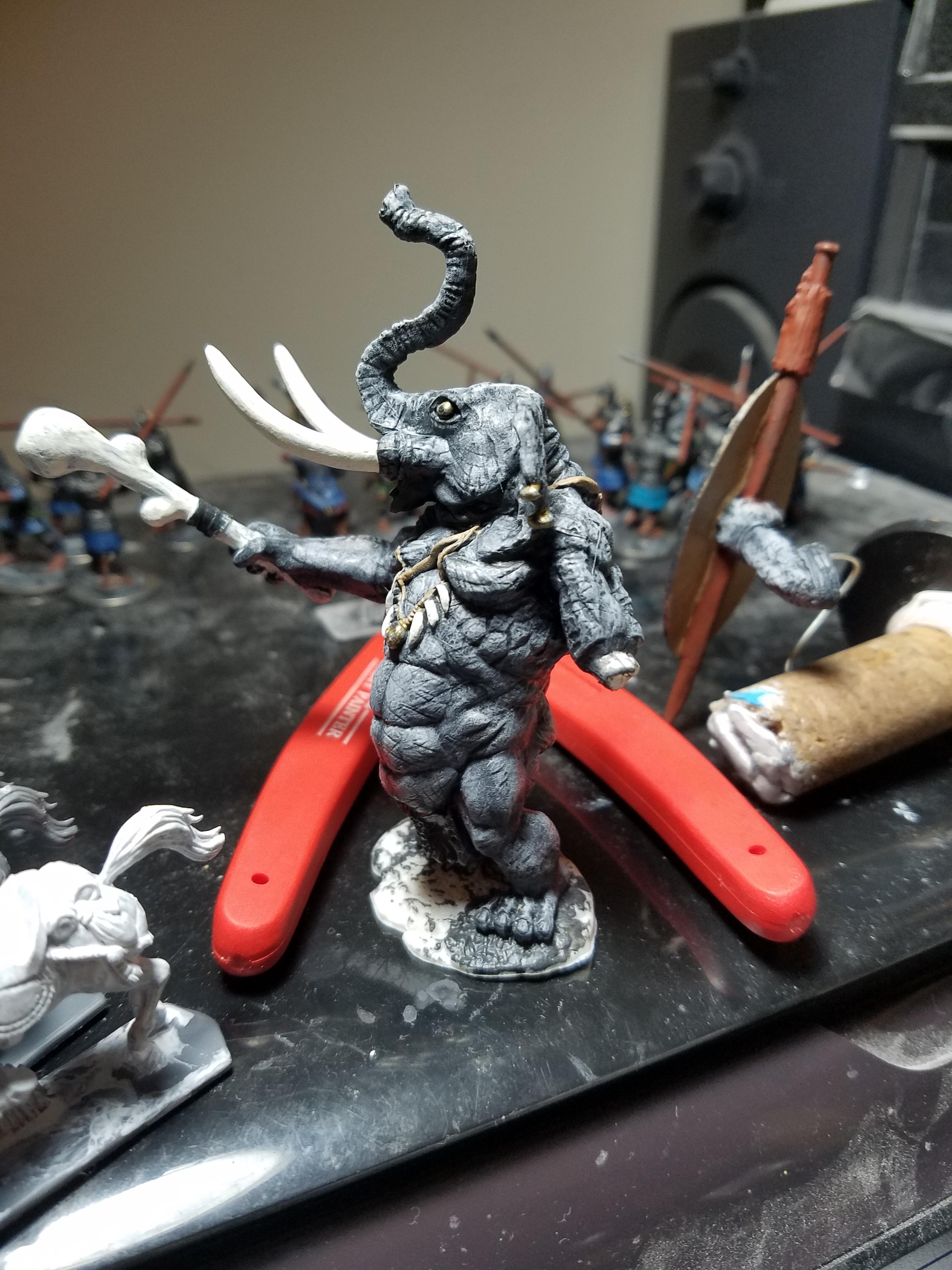 Beast Man, Bones 3, Dakka Painting Challenge 2017, Elephant, Reaper Bones, Tribal, Work In Progress