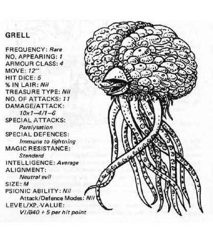 1981, Brain, Copyright Tsr, Dungeons And Dragons, Fiend Folio, Floating, Grell, Monsters, Squid