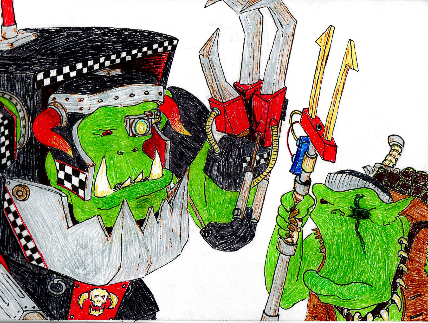Artwork, Cartoon, Comedy, Comic, Drawing, Fiction, Graphic, Grots, Humour, Illustration, Ink, Orks, Sketch, Warhammer 40,000