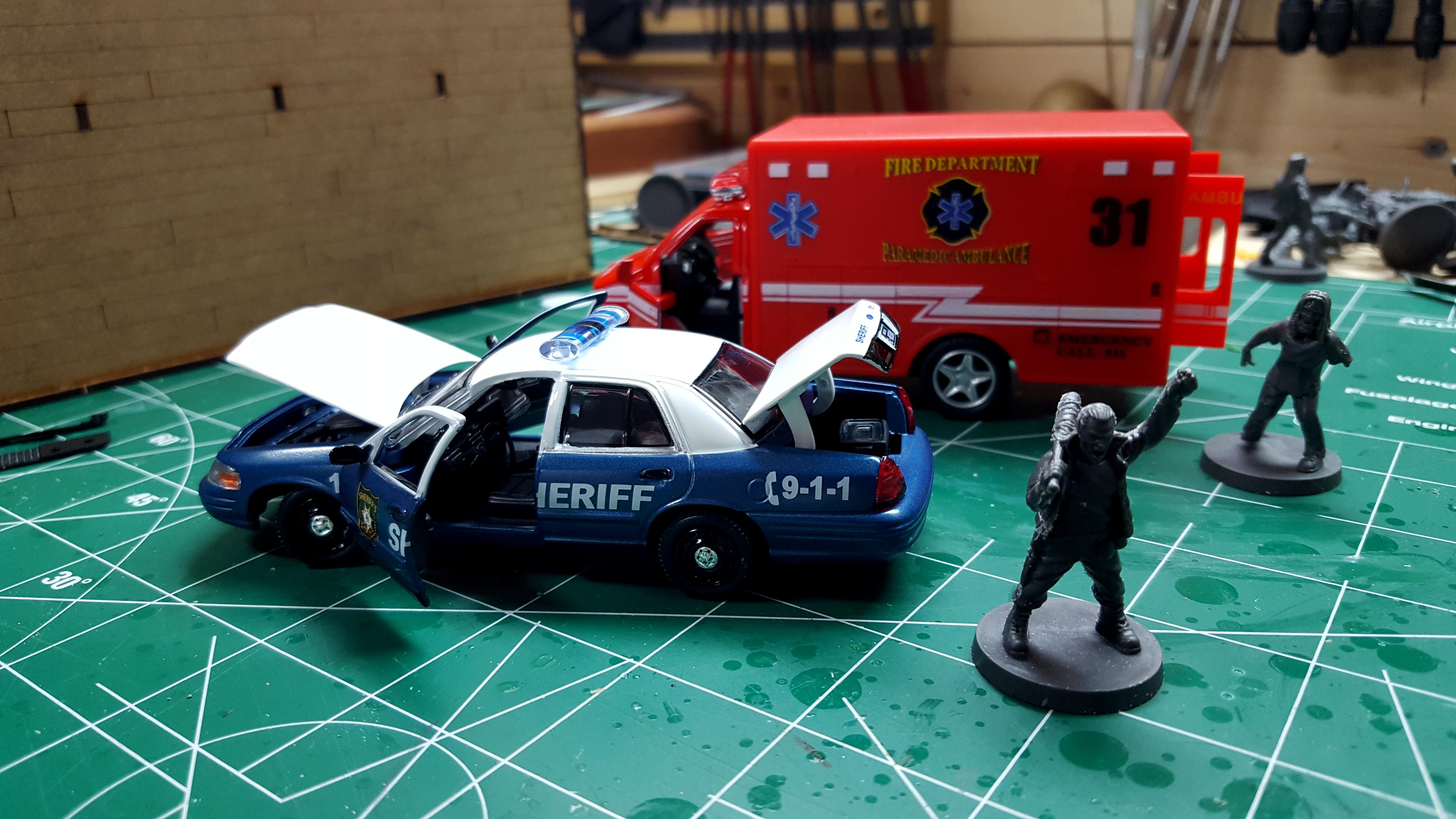 Ambulance, Cars, Police, Survivor, Zombie