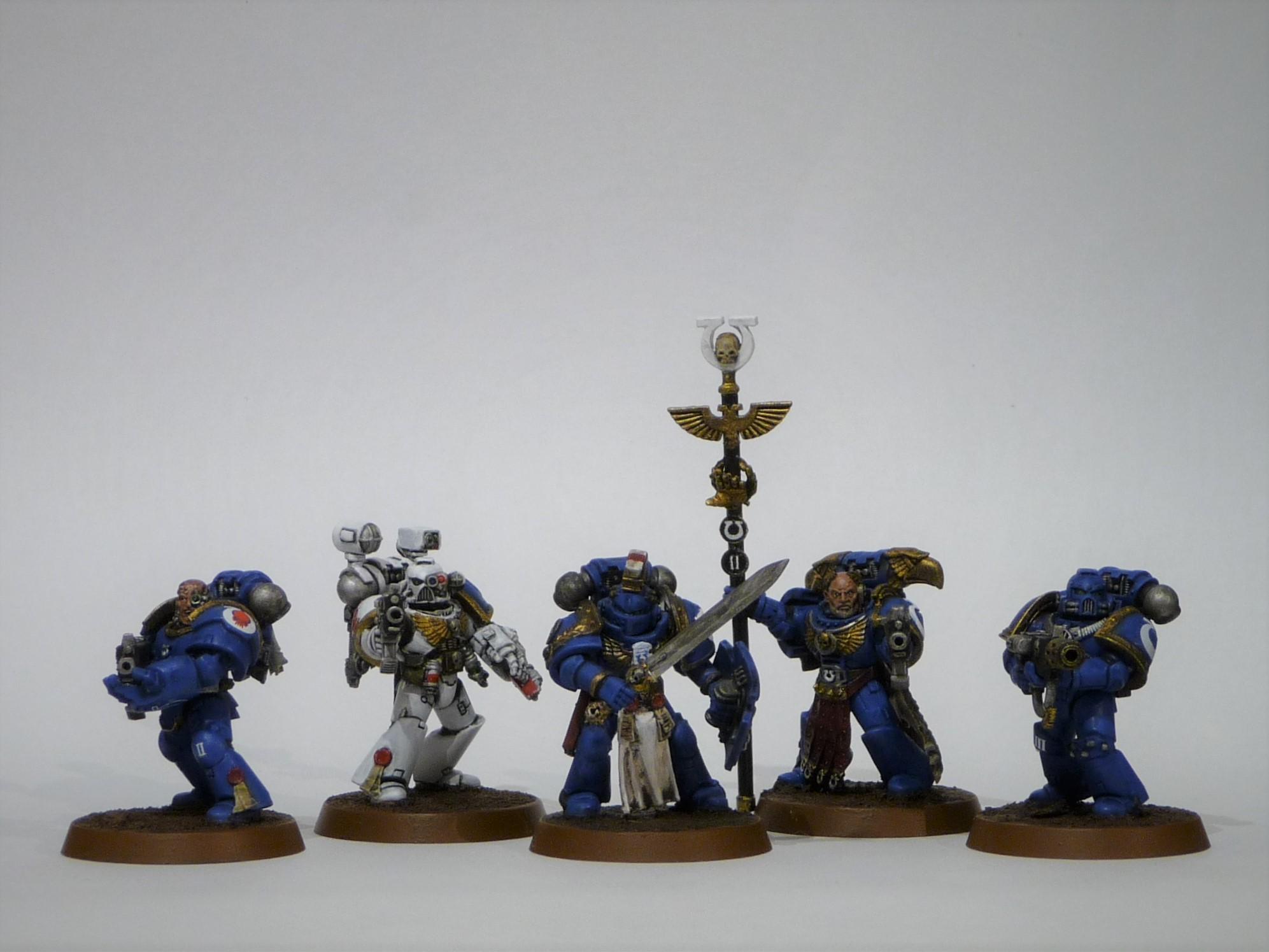 Ancient, Apothecary, Command Squad, Company Champion, Meltagun, Space Marines, Ultramarines, Veteran Sergeant