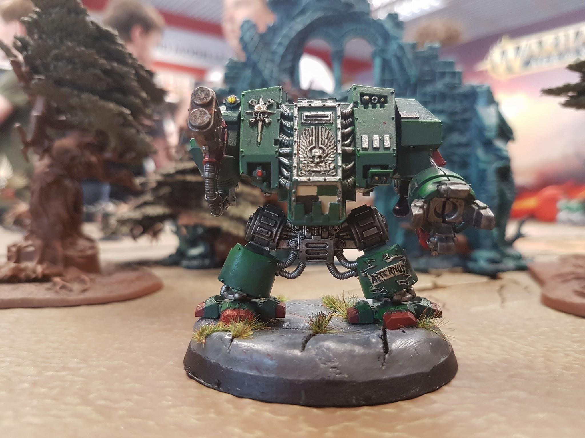 Assault On Black Reach, Astartes, Based, Competition, Dark Angels, Dreadnought, Game Table, Green, Imperial, Imperium, Painted, Space Marines, Vehicle