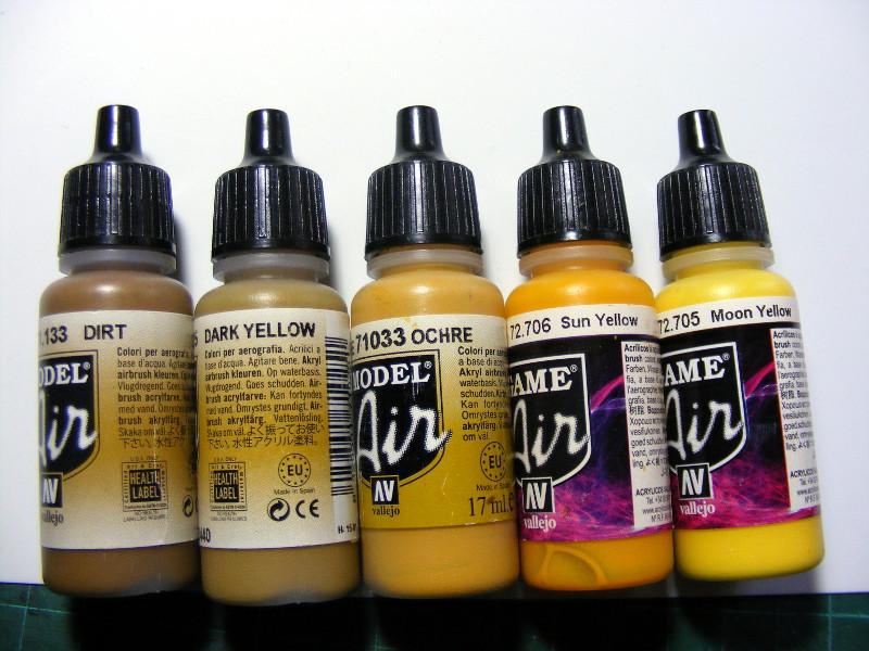 airbrushing yellow over black paints used