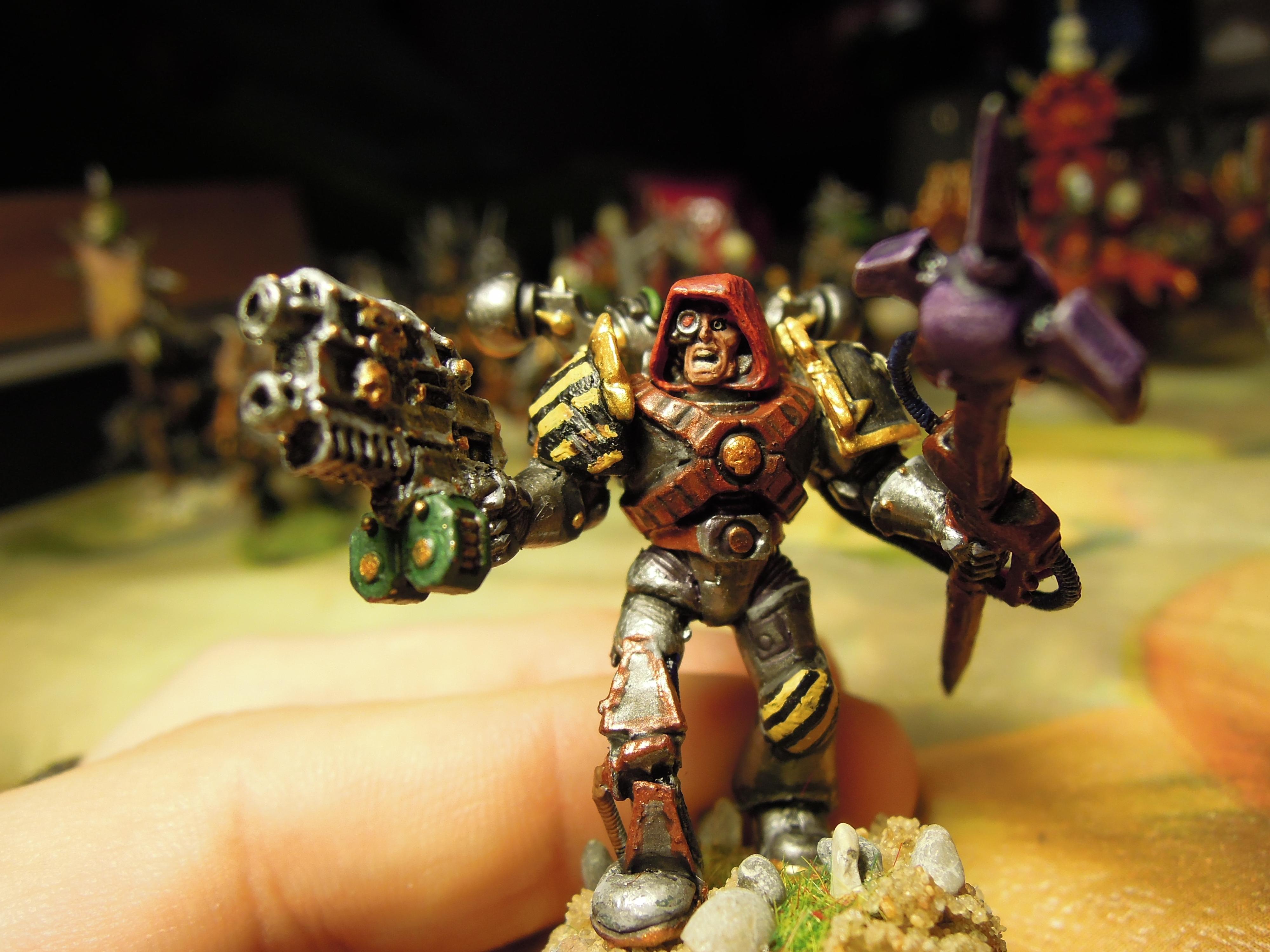 Bolter, Chaos, Chaos Space Marines, Chaos Undivided, Combi Weapon, Conversion, Hazard Stripe, Hazard Stripes, Heresy, Heretic Astartes, Hood, Infantry, Iron Warriors, Iron Within, Iron Without!, Kitbash, Power Staff, Servo Leg, Staff, Traitor Legions, Warhammer 40,000, Warsmith