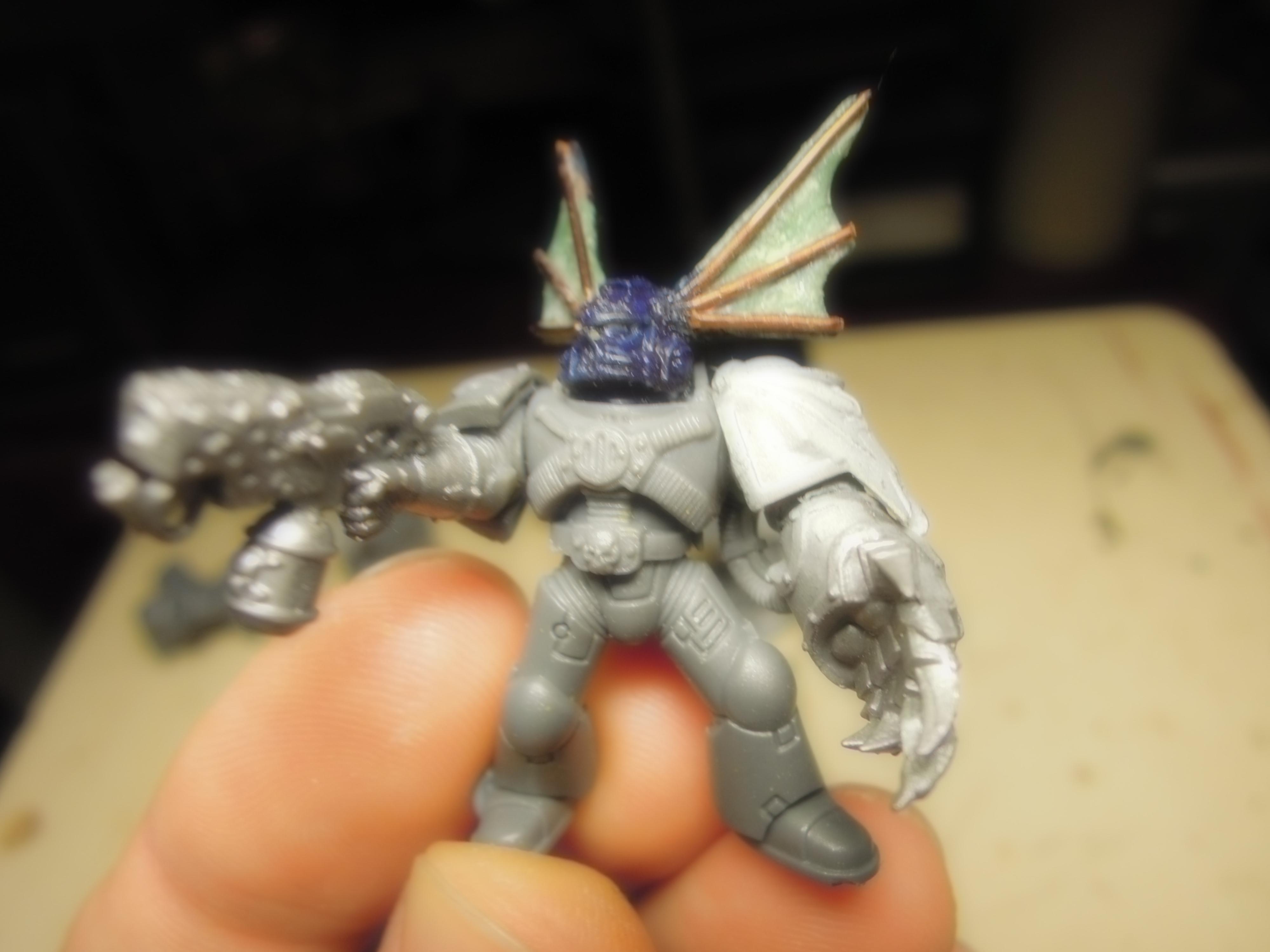 Ave Dominus Nox, Blurred Photo, Chaos, Chaos Space Marines, Chaos Undivided, Conversion, Hand Flamer, Heresy, Heretic Astartes, Infantry, Kitbash, Night Lords, Power Fist, Traitor Legions, Warhammer 40,000, Winged, Work In Progress