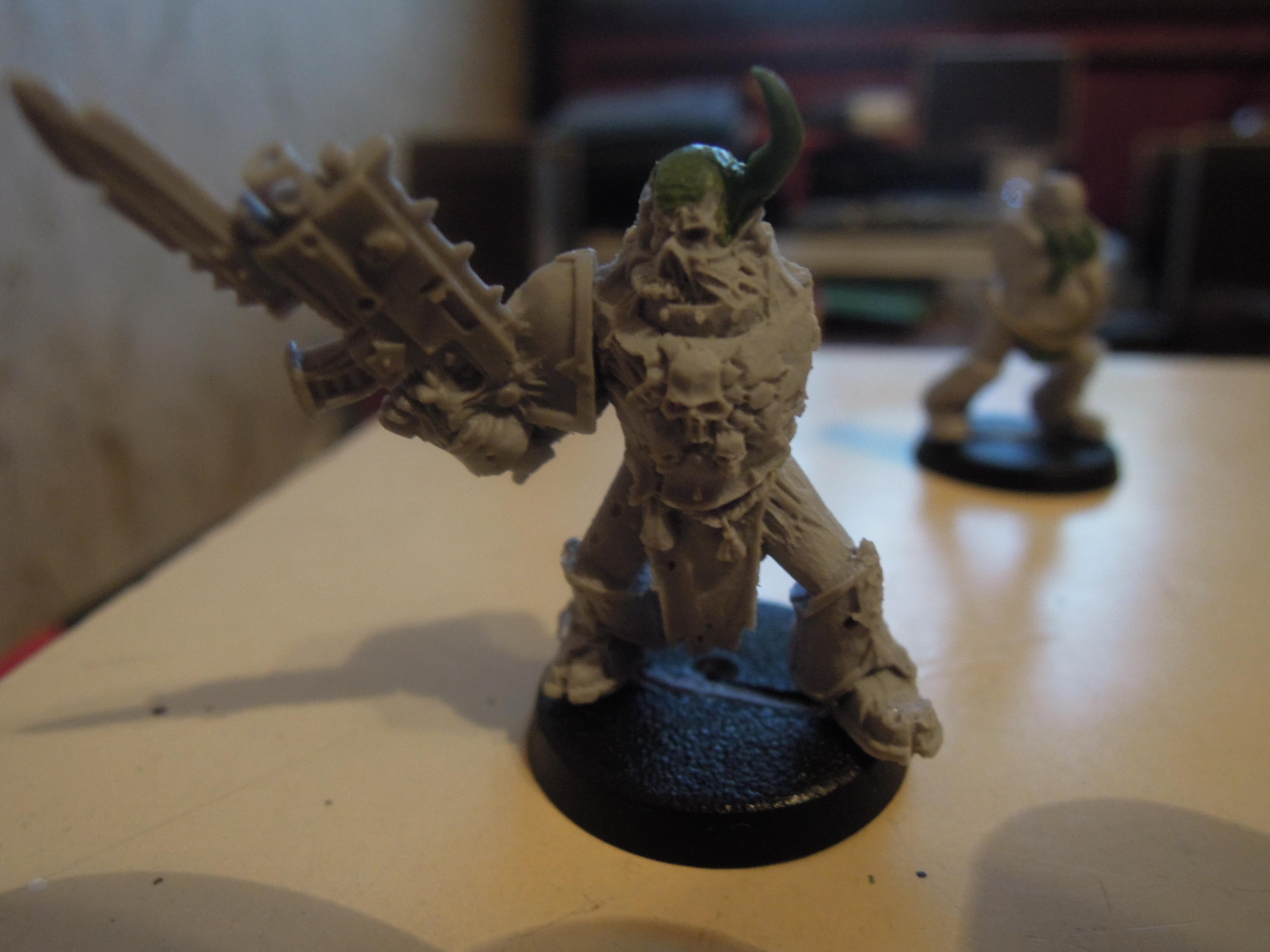 Blight, Bolter, Chaos, Chaos Space Marines, Conversion, Death Guard, Decay, Disease, Finecast, Greenstuff, Heresy, Heretic Astartes, Horned, Infantry, Nurgle, Out Of Production, Pestilence, Plague, Plague Marines, Rot, Traitor Legions, Warhammer 40,000, Work In Progress