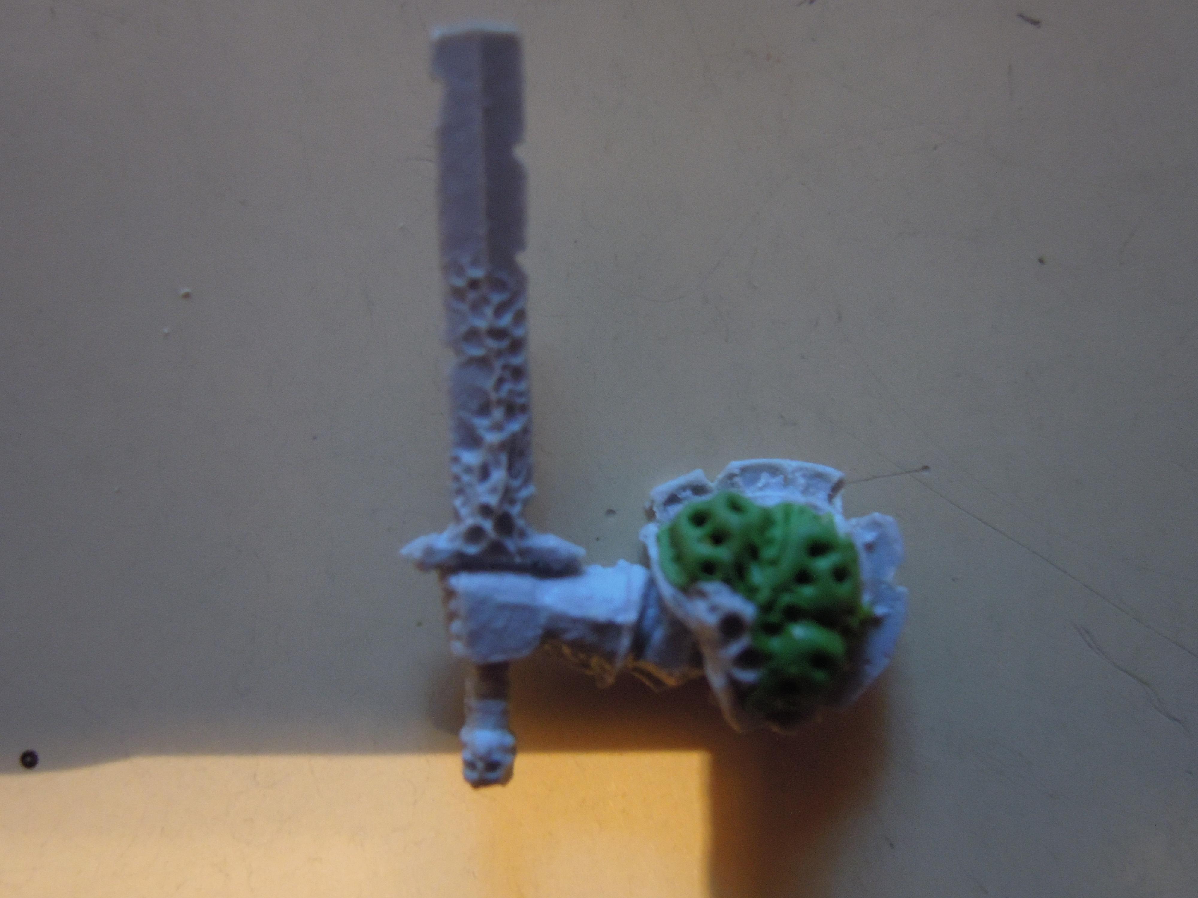 Blight, Blurred Photo, Chaos, Chaos Space Marines, Conversion, Death Guard, Decay, Disease, Finecast, Greenstuff, Heresy, Heretic Astartes, Infantry, Nurgle, Out Of Production, Pestilence, Plague, Plague Marines, Rot, Sword, Traitor Legions, Warhammer 40,000, Work In Progress
