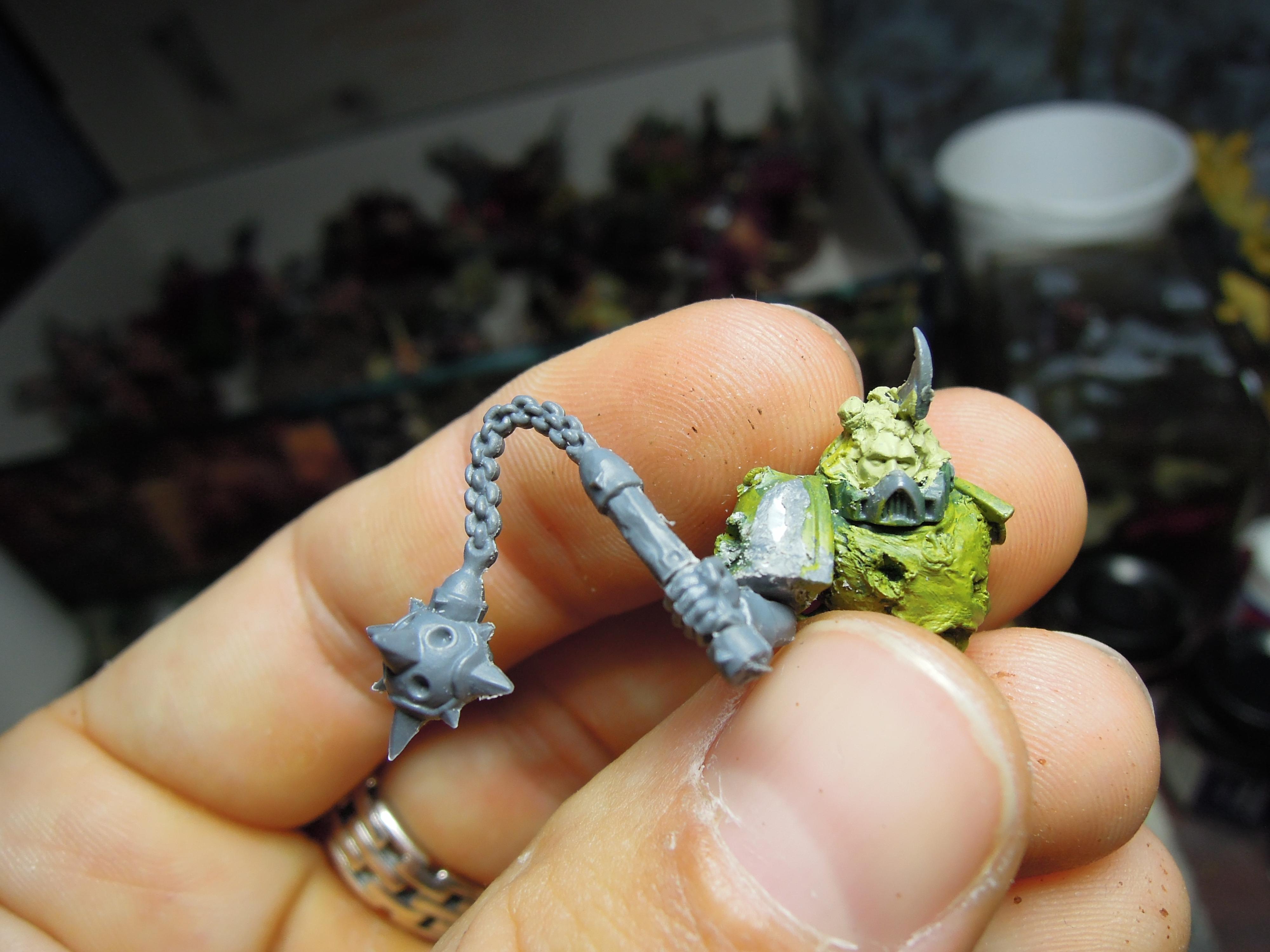 Bike, Blight, Chaos, Chaos Space Marines, Conversion, Dark Vengeance, Death Guard, Decay, Disease, Fast Attack, Flail, Heresy, Heretic Astartes, Horned, Infantry, Nurgle, Pestilence, Plague, Plague Marines, Respirator, Rot, Traitor Legions, Warhammer 40,000, Work In Progress