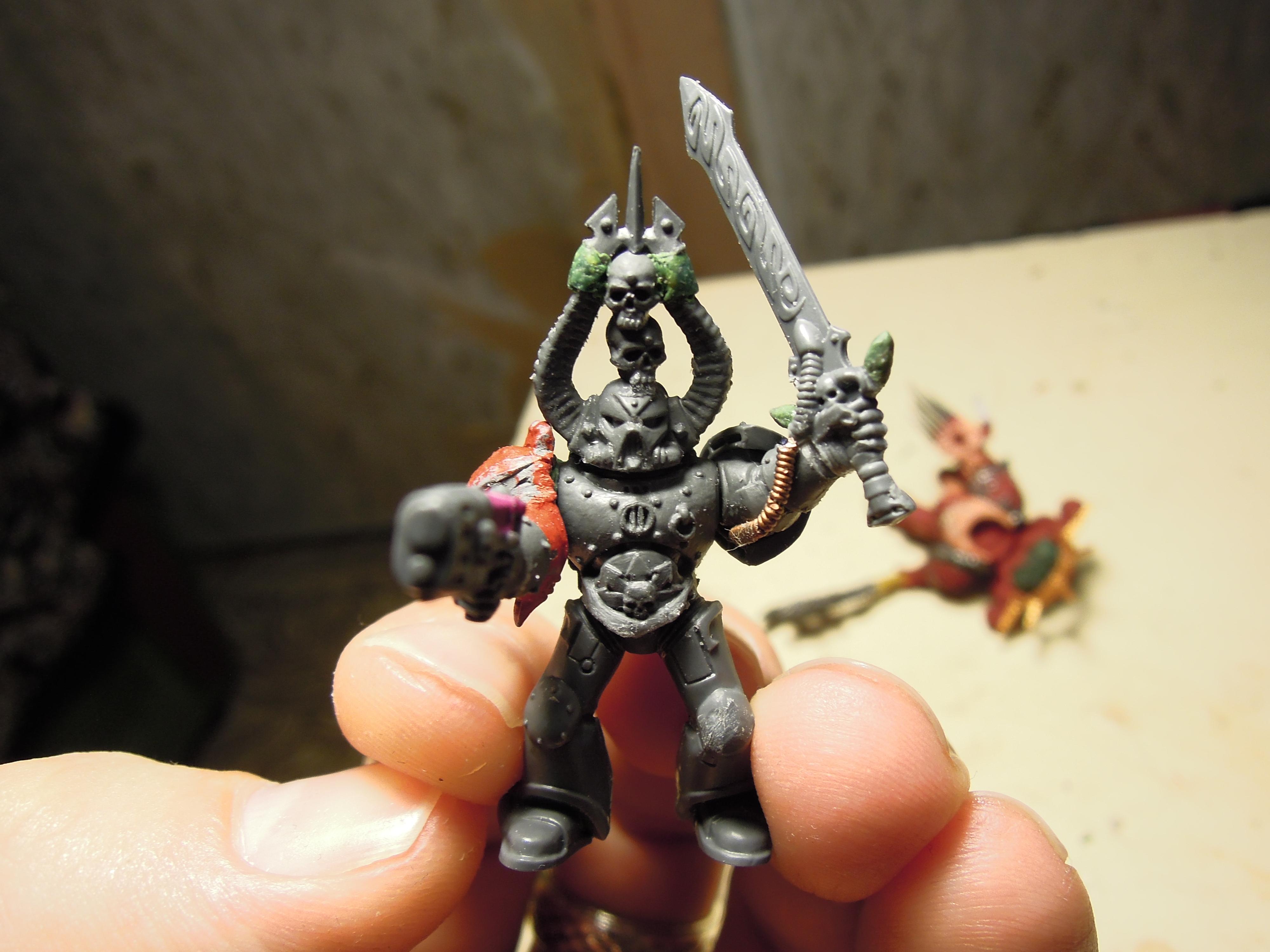 Chaos, Chaos Space Marines, Chaos Undivided, Conversion, Force Sword, Heresy, Heretic Astartes, Infantry, Plasma Pistol, Sorcerer, Traitor Legions, Warhammer 40,000, Word Bearers, Work In Progress