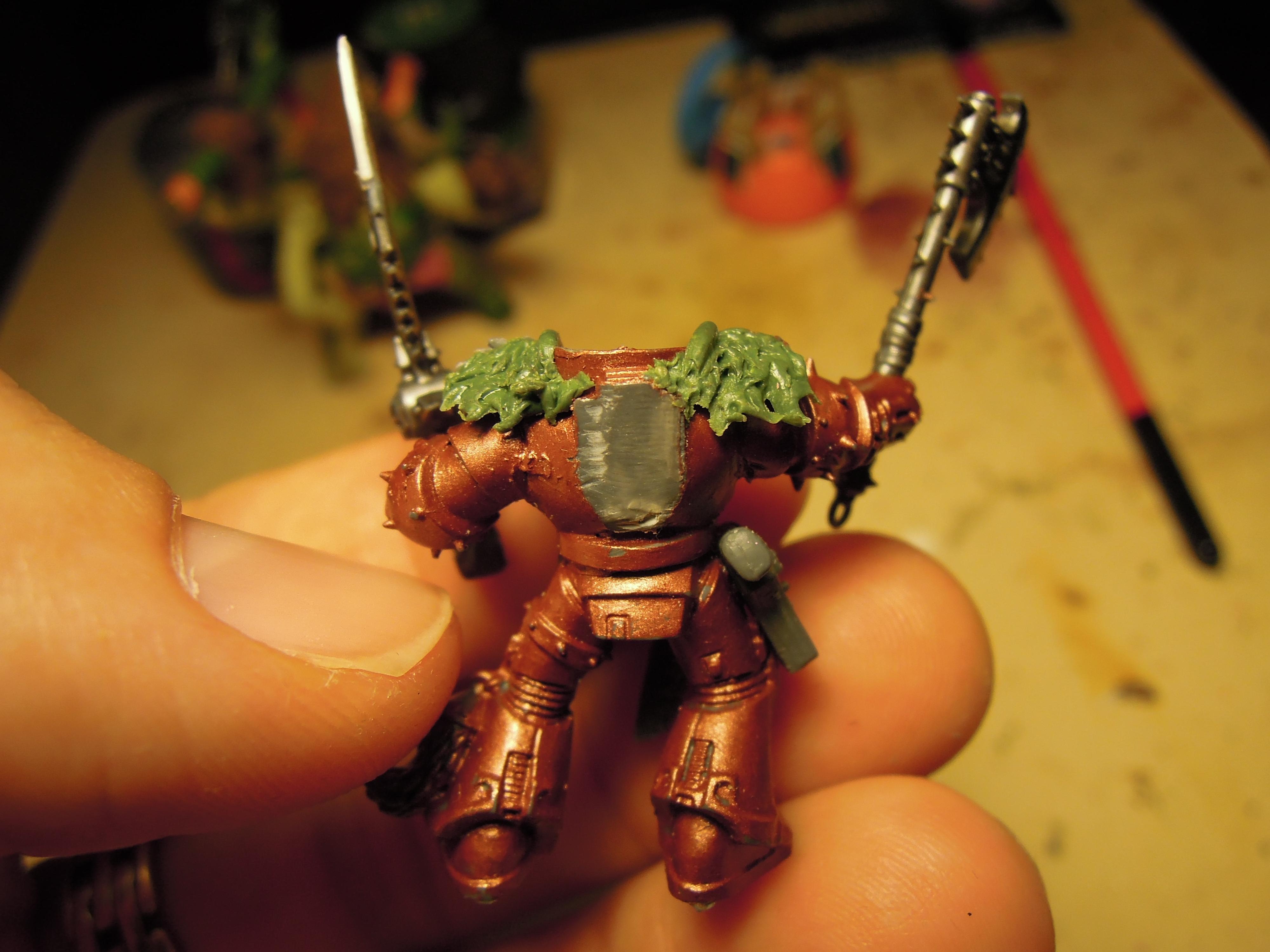 Axe, Berserk, Berserkers, Berzerker, Blood For The Blood God, Blood Wolves, Chaos, Chaos Space Marines, Conversion, Greenstuff, Heresy, Heretic Astartes, Infantry, Khorne, Khorne Bloodbound, Khorne Wolves, Kitbash, Lord, Renegade, Skulls For Skull Throne, Space Wolves, Sword, Traitor, Traitor Legions, Warhammer 40,000, Work In Progress