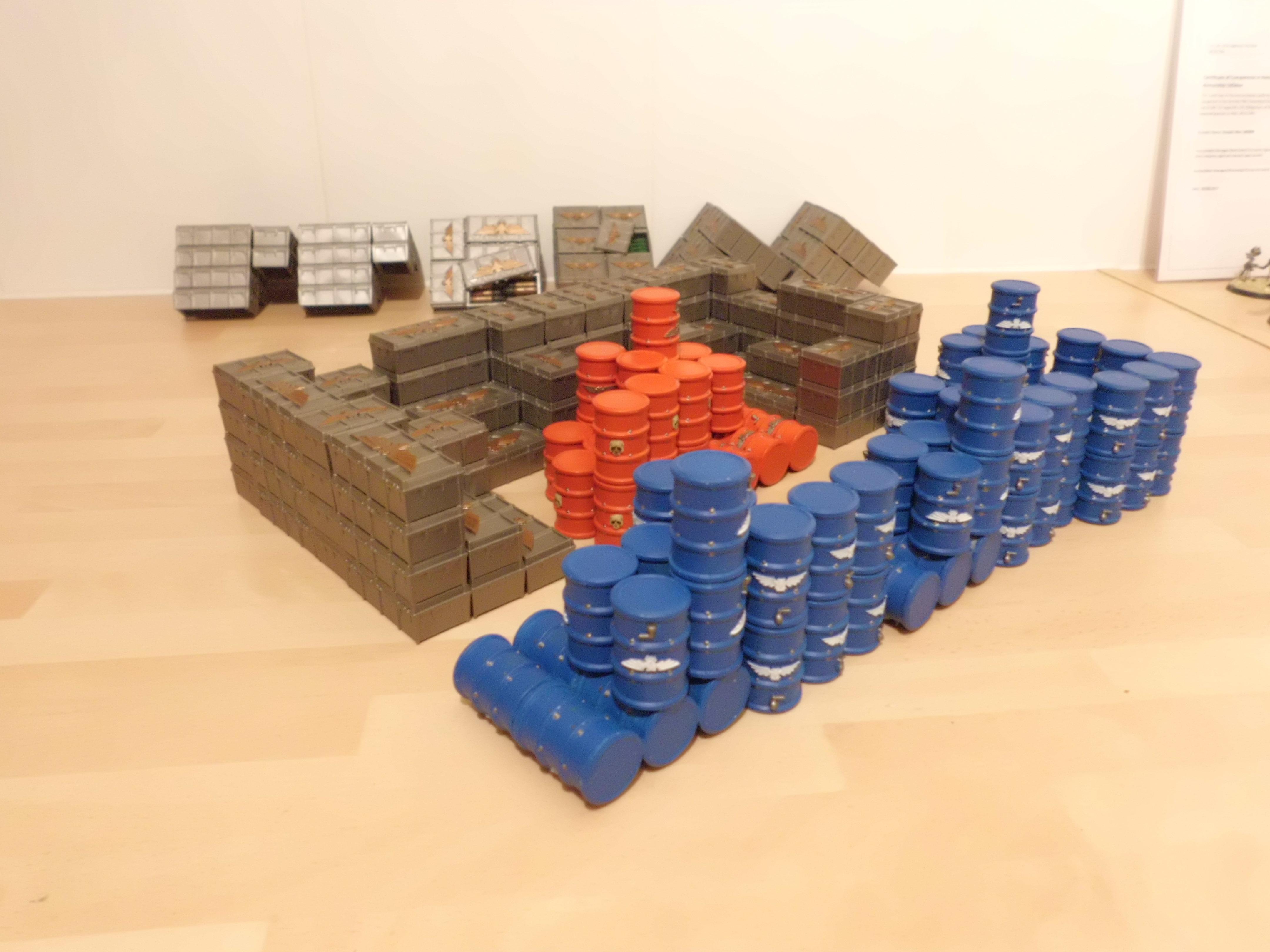 Ammo Crates, Ammo Dump, Barricade, Fuel Drums, Gw Scenery, Gw Terrain, Munitorum Armoured Container, Water Barrels