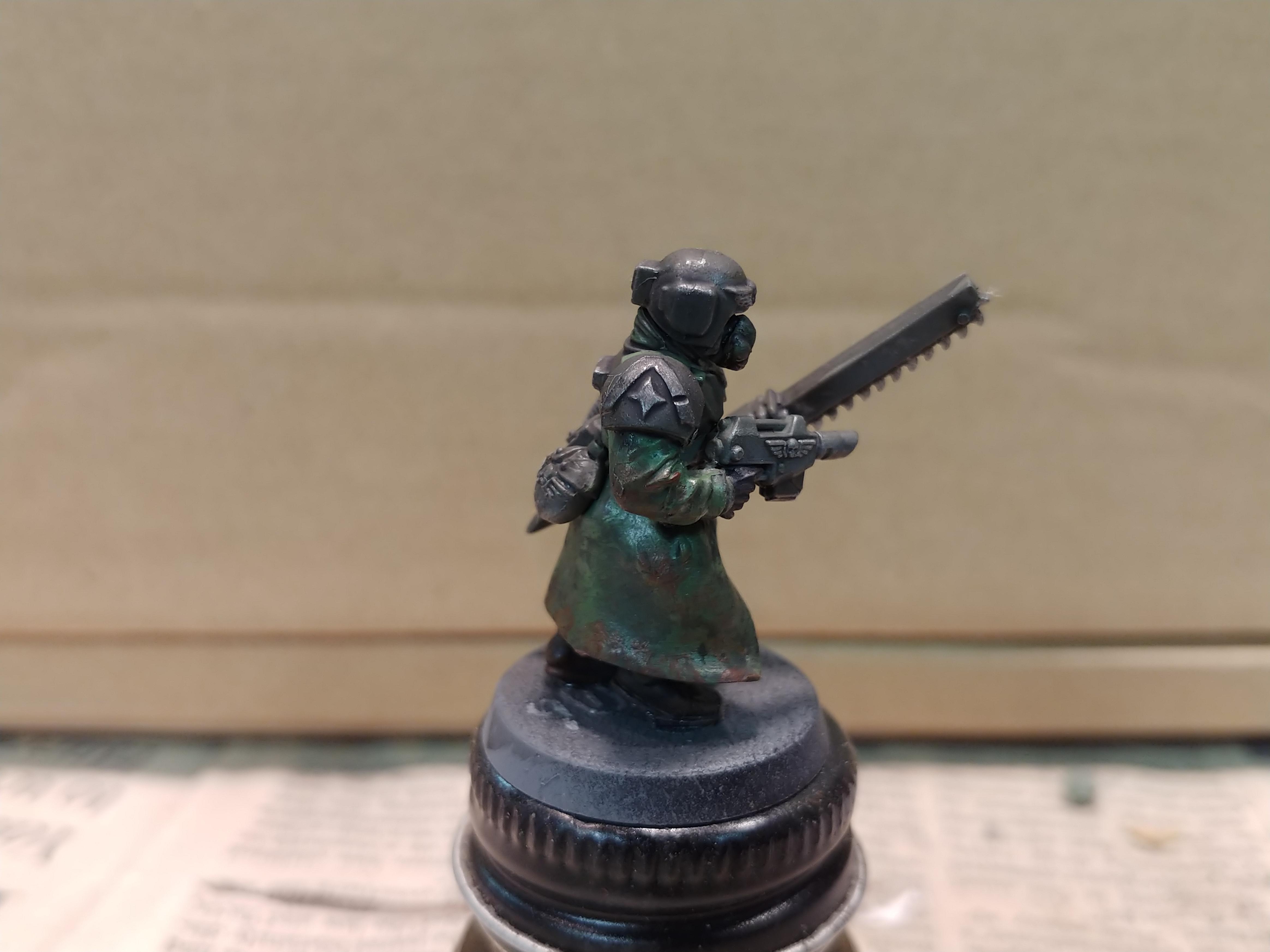 Am, Astra Militarum, Chainsword, Coat, Guardsmen, Imperial Guard, Infantry, Long, Longcoat, Respirator, Sergeant, Trench, Trenchcoat