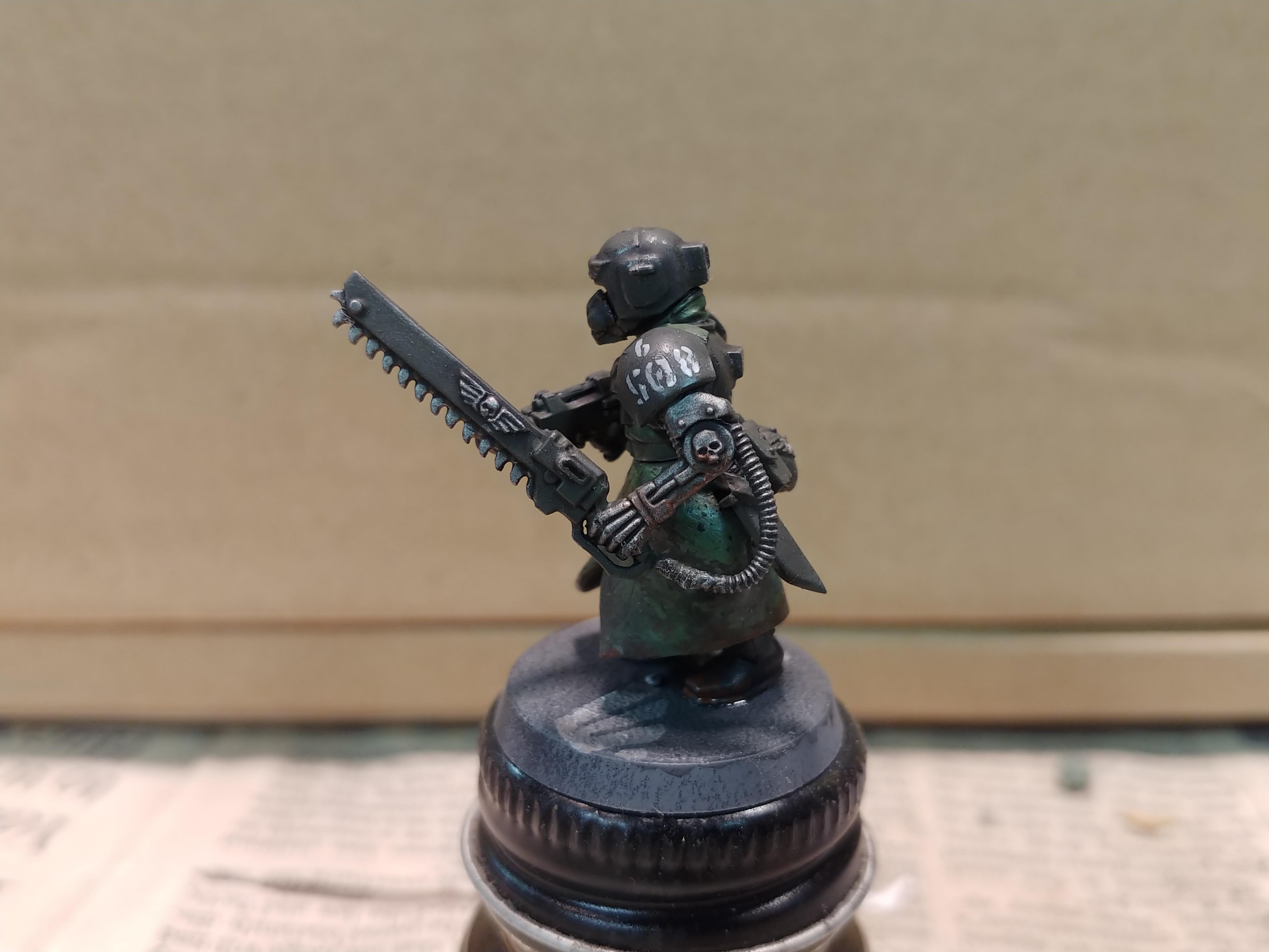 Am, Astra Militarum, Chainsword, Coat, Guardsmen, Imperial Guard, Infantry, Long, Longcoat, Respirator, Sergeant, Trench, Trenchcoat