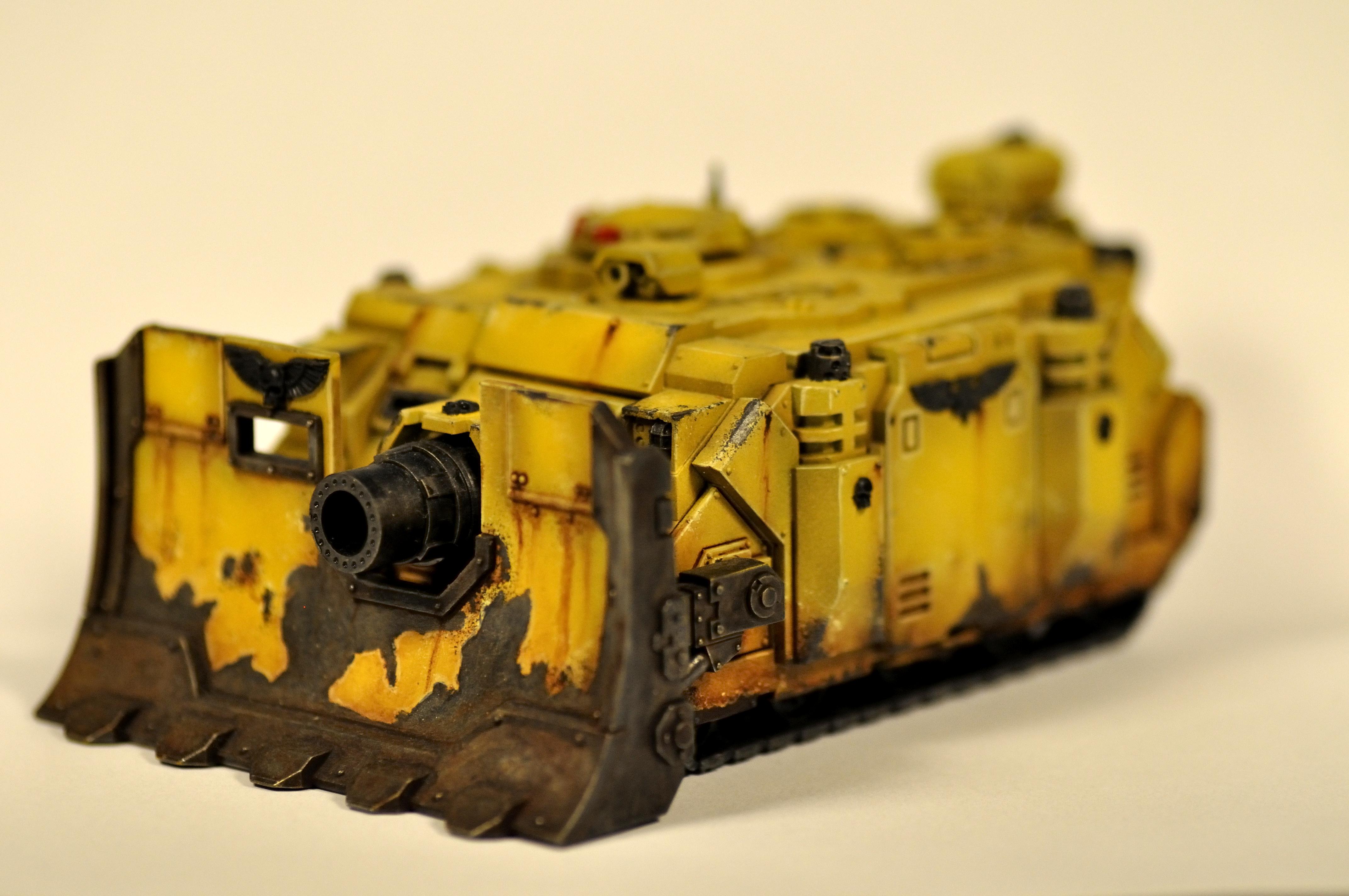 Imperial Fists, Space Marines, Tank, Vindicator, Weathered, Yellow
