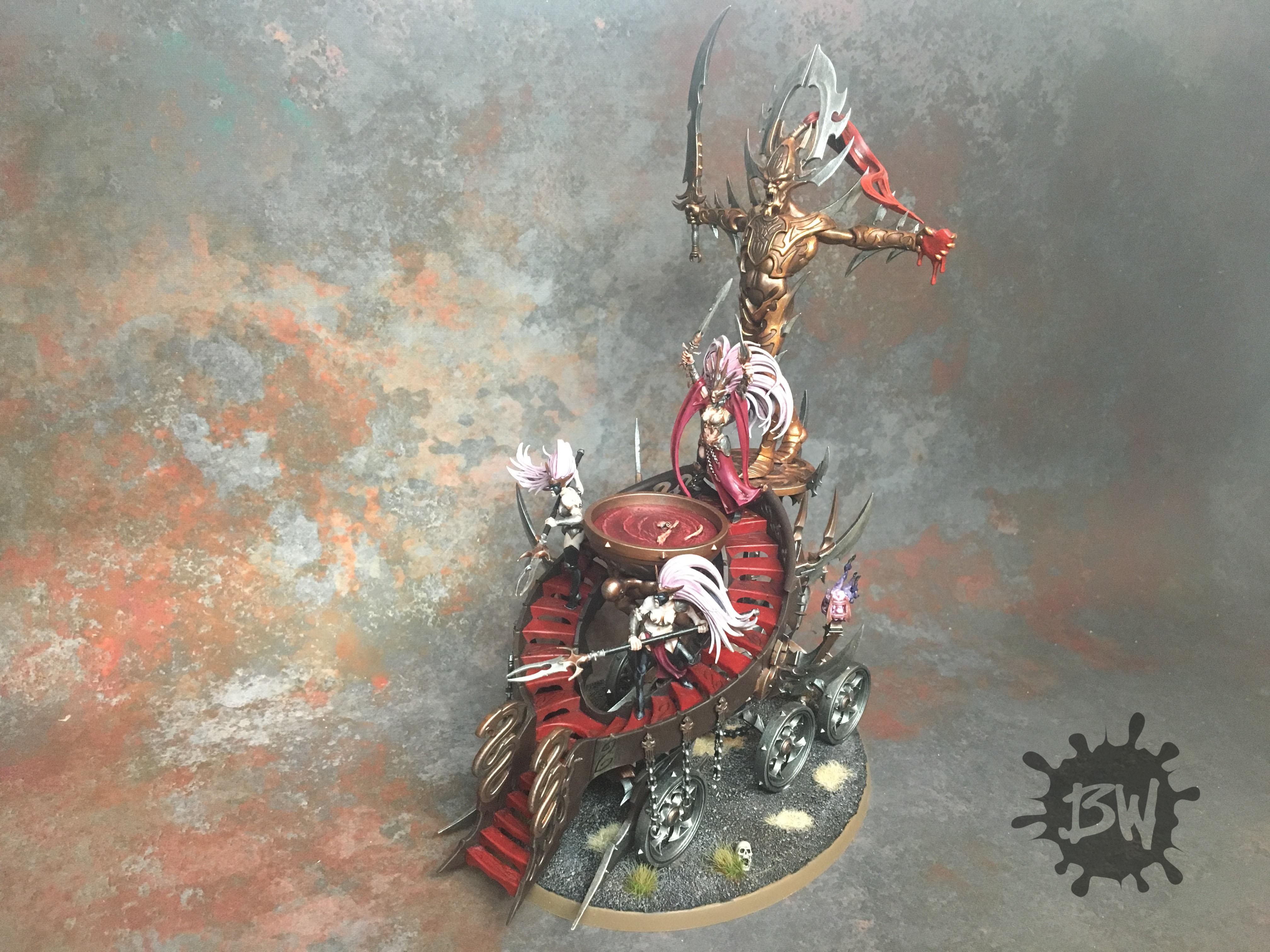 Age Of Sigmar, Bw, Daughters Of Khaine, Games Workshop, Order, Painting, Slaughter Queen On Cauldron Of Blood, Warhammer Fantasy
