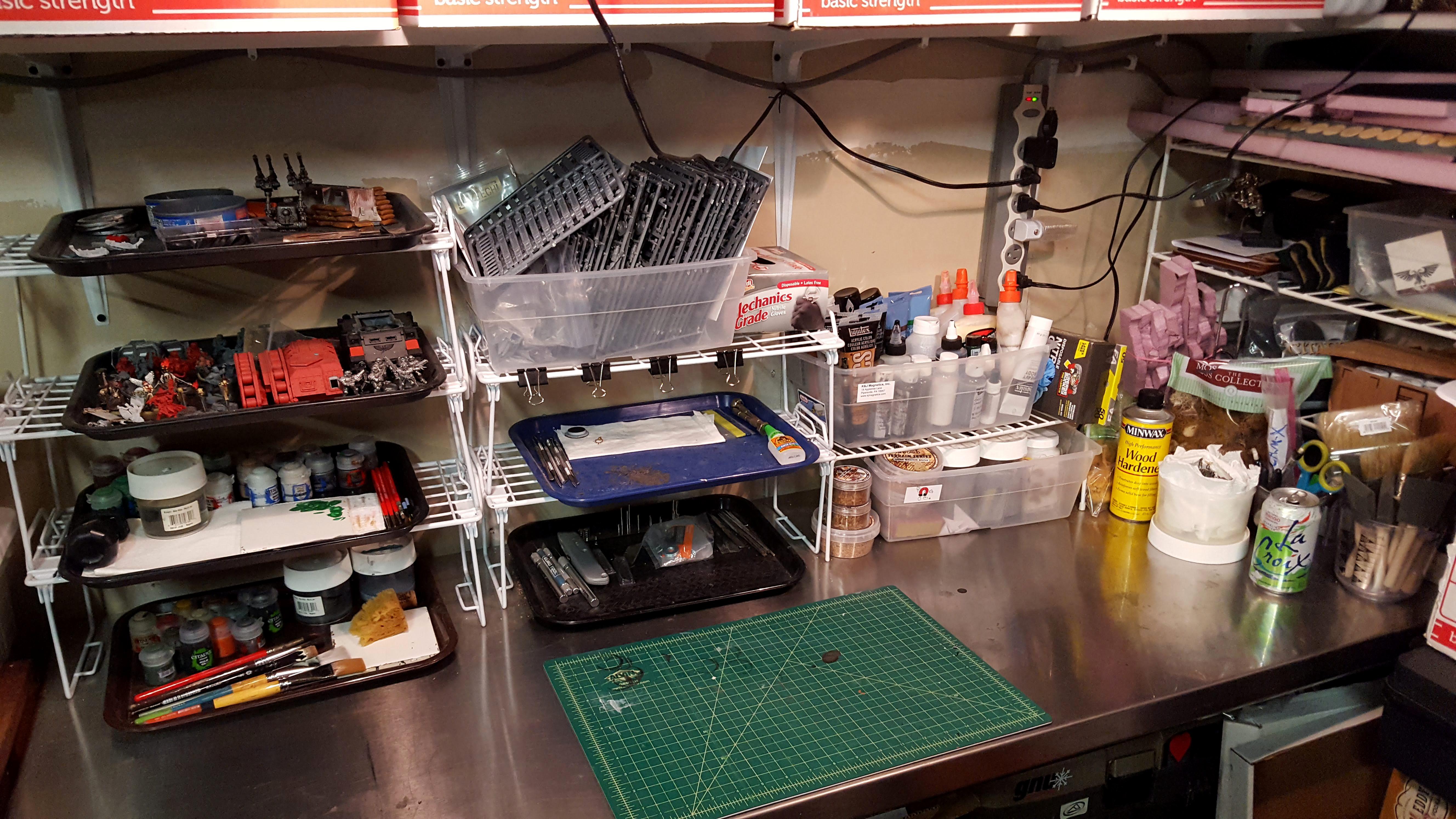 The workbench in a tidier state