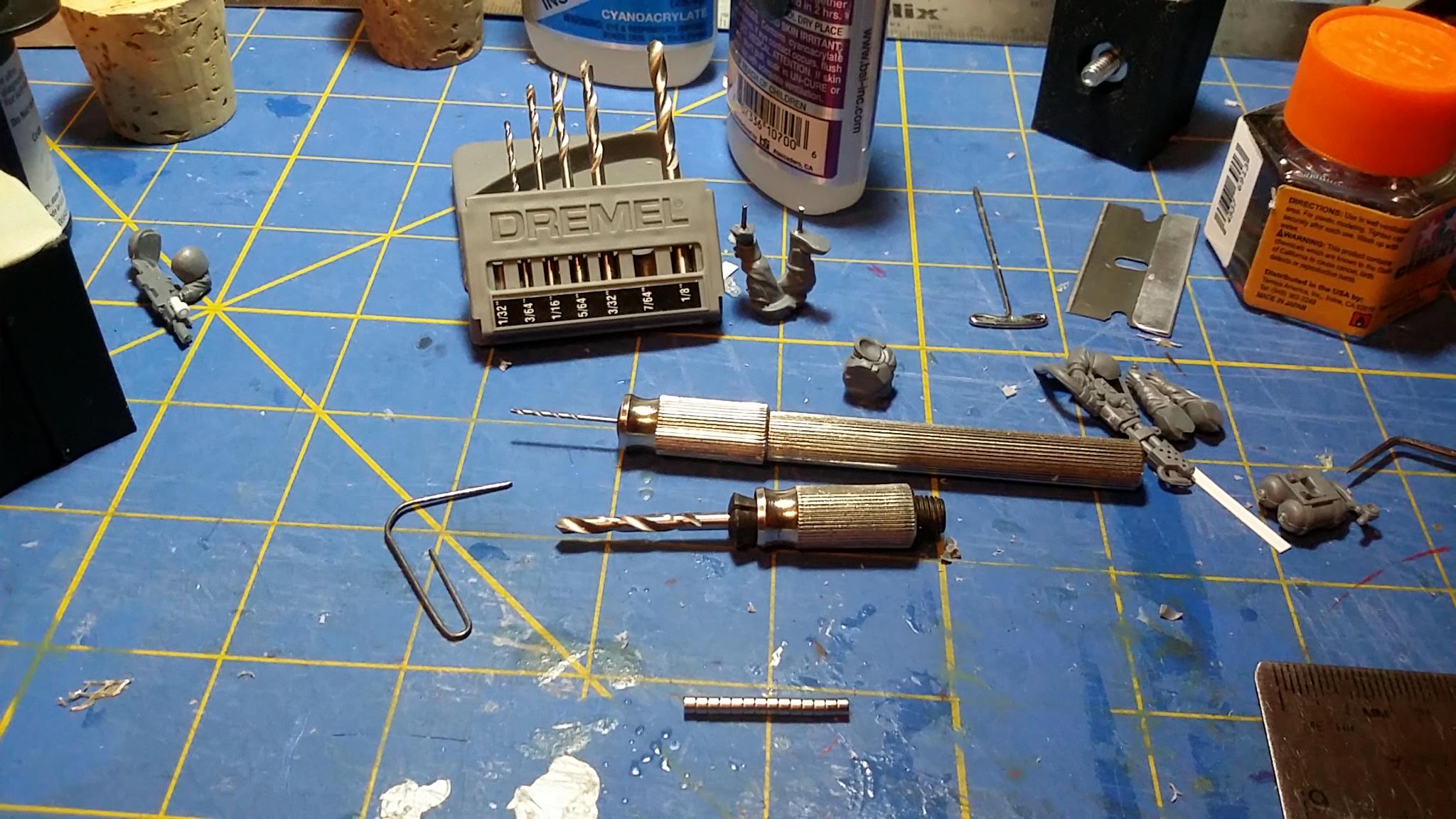 Drills used for the magnets and paperclips