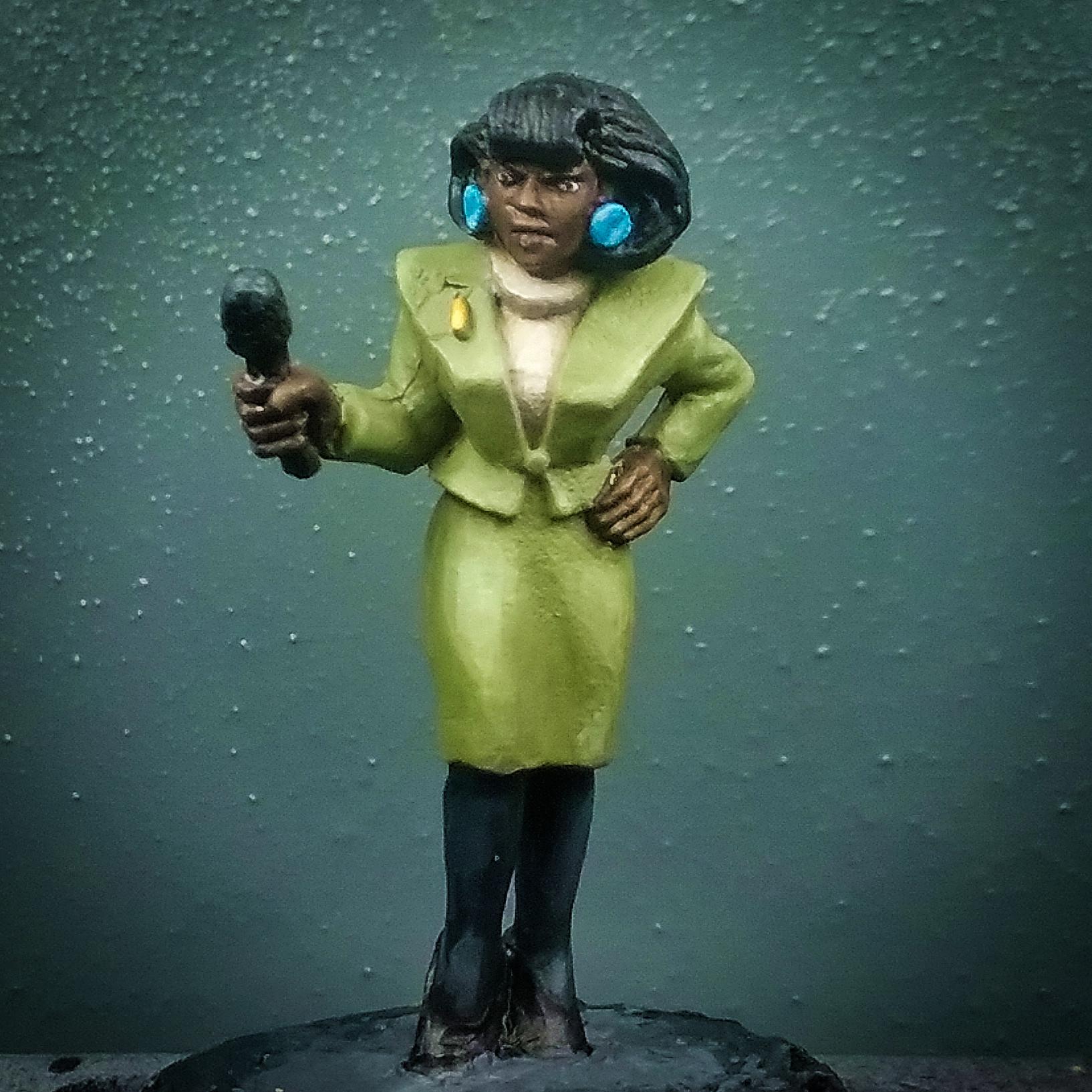 28mm Battlestar Galactica Miniatures, 28mm Civilian Miniature, 28mm Cyberpunk Reporter, 28mm Reporter, 28mm Reporter Miniature, Battlestar Galactica Miniatures, Em4, Em4 Miniatures, Future Skirmish, Moonraker Miniatures, Reporter Miniature, Sci Fi Civilian, Sci Fi Reporter