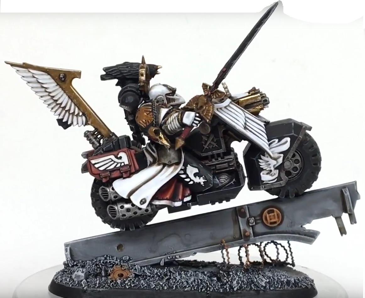 raven guard space marine captain on bike