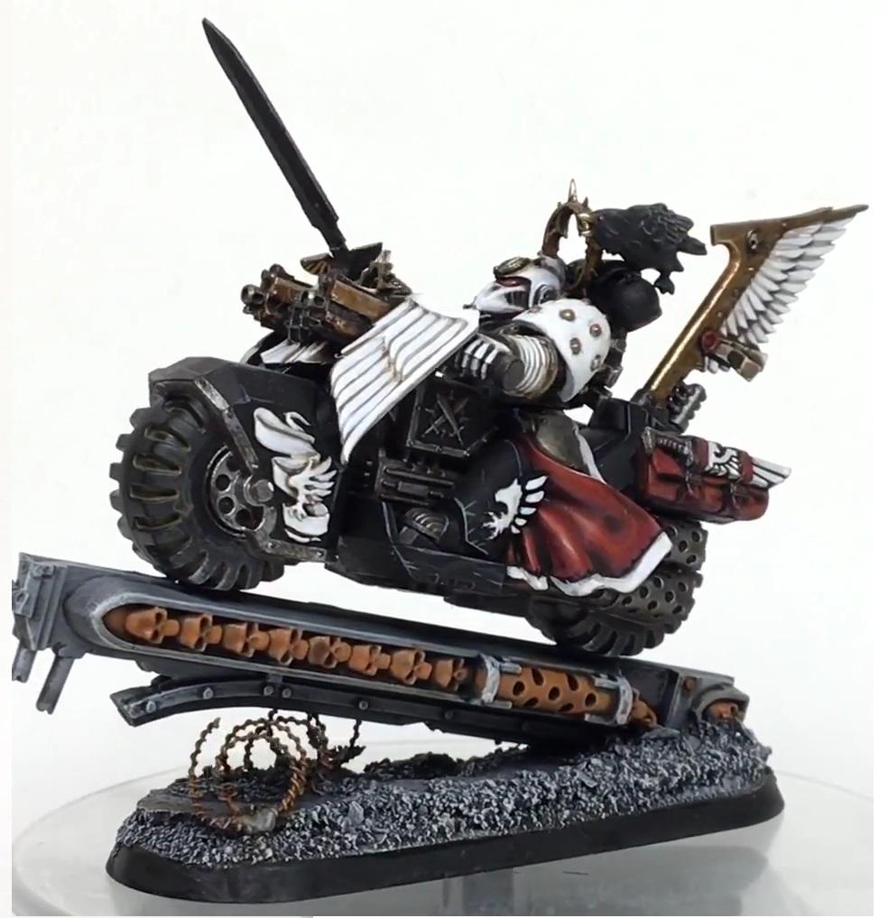 raven guard space marine captain on bike