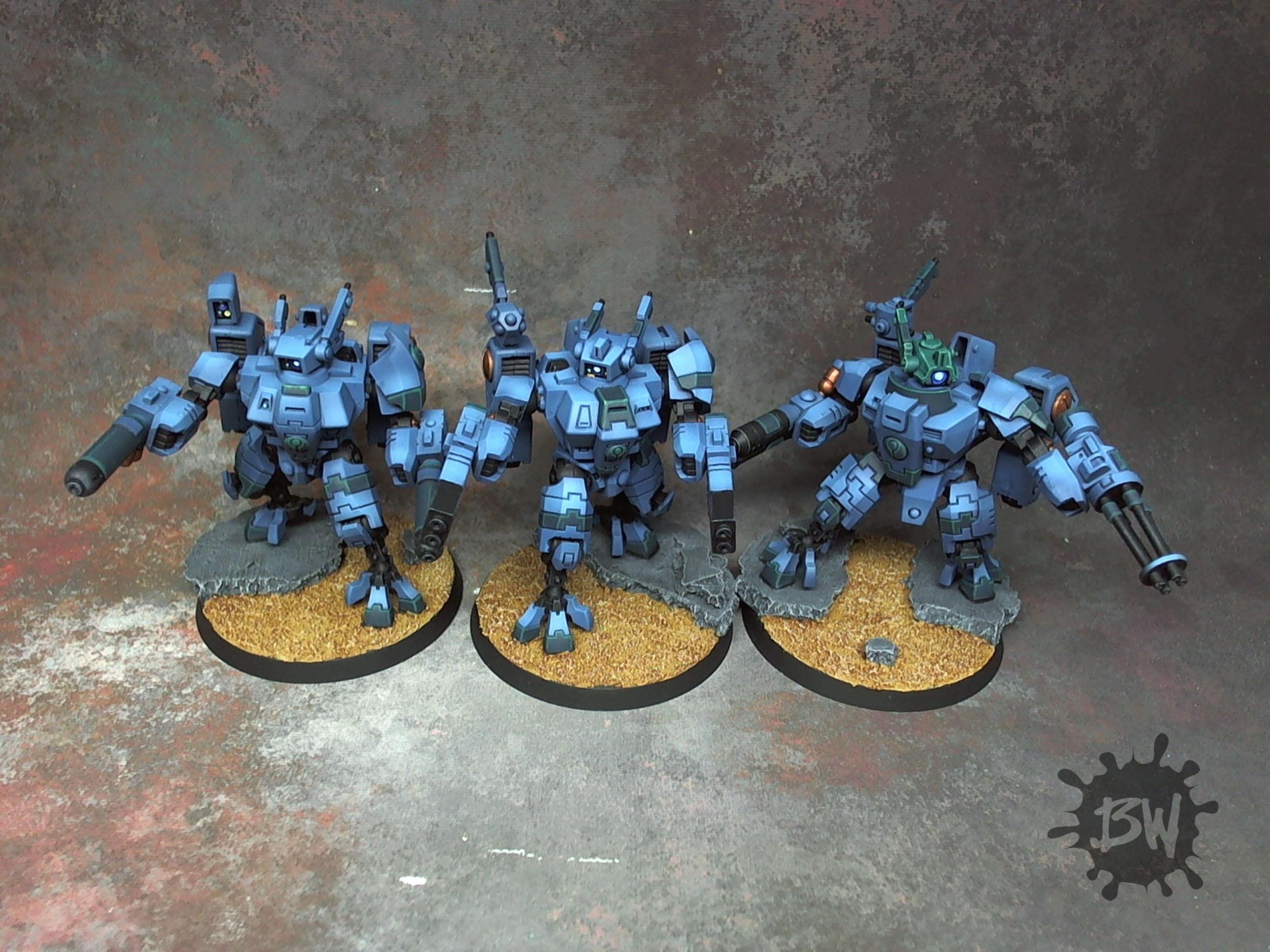 Tau, Warhammer 40,000, Warhammer Fantasy, Xv8 Crisis Battlesuit Team