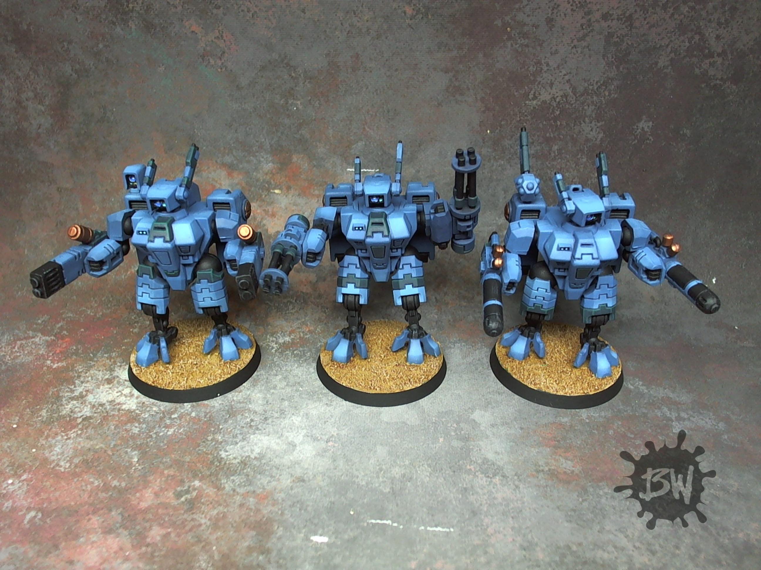 Tau, Warhammer 40,000, Warhammer Fantasy, Xv8 Crisis Battlesuit Team