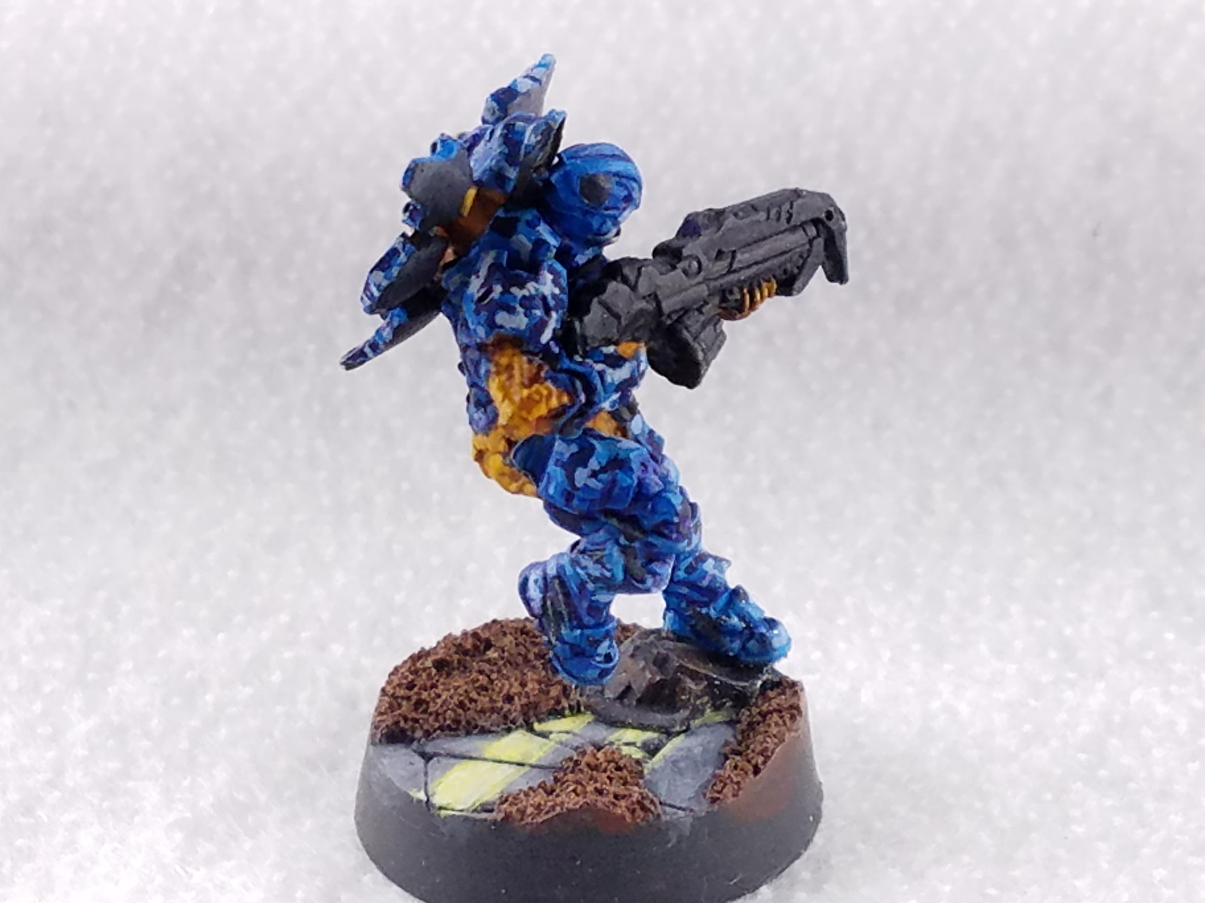 Bad Camoflage, Blue Camoflage, Corvus Belli, Dakka Painting Challenge 2018, Digital Camoflage, Infinity, Tiger Soldier