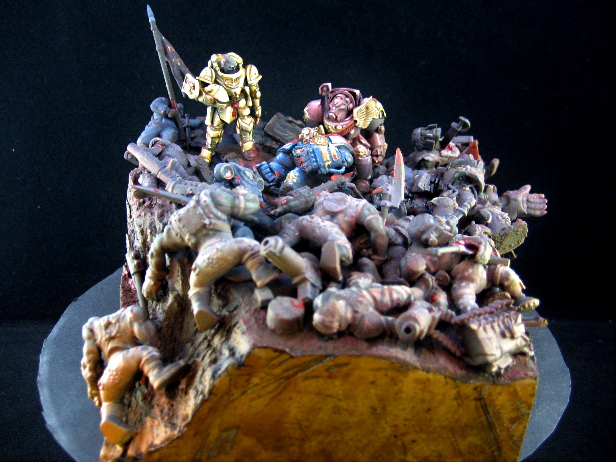Blood, Dead, Diorama, Final Stand, Imperial Guard, Orks, Space Marines, To The Bitter End