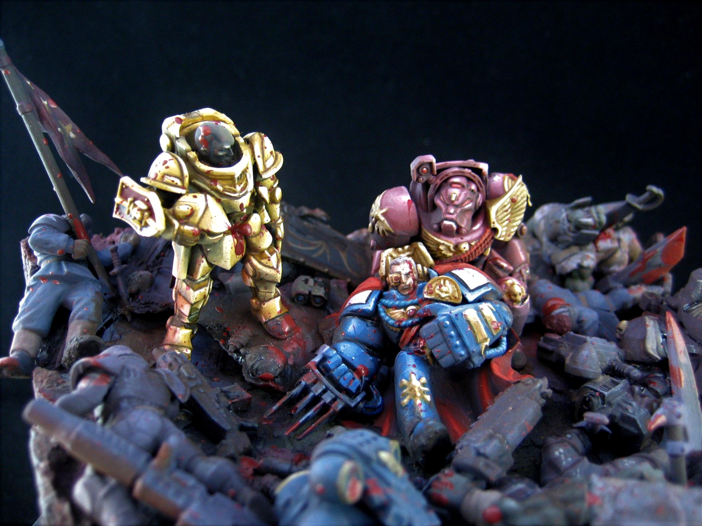 Blood, Dead, Diorama, Final Stand, Imperial Guard, Orks, Space Marines, To The Bitter End