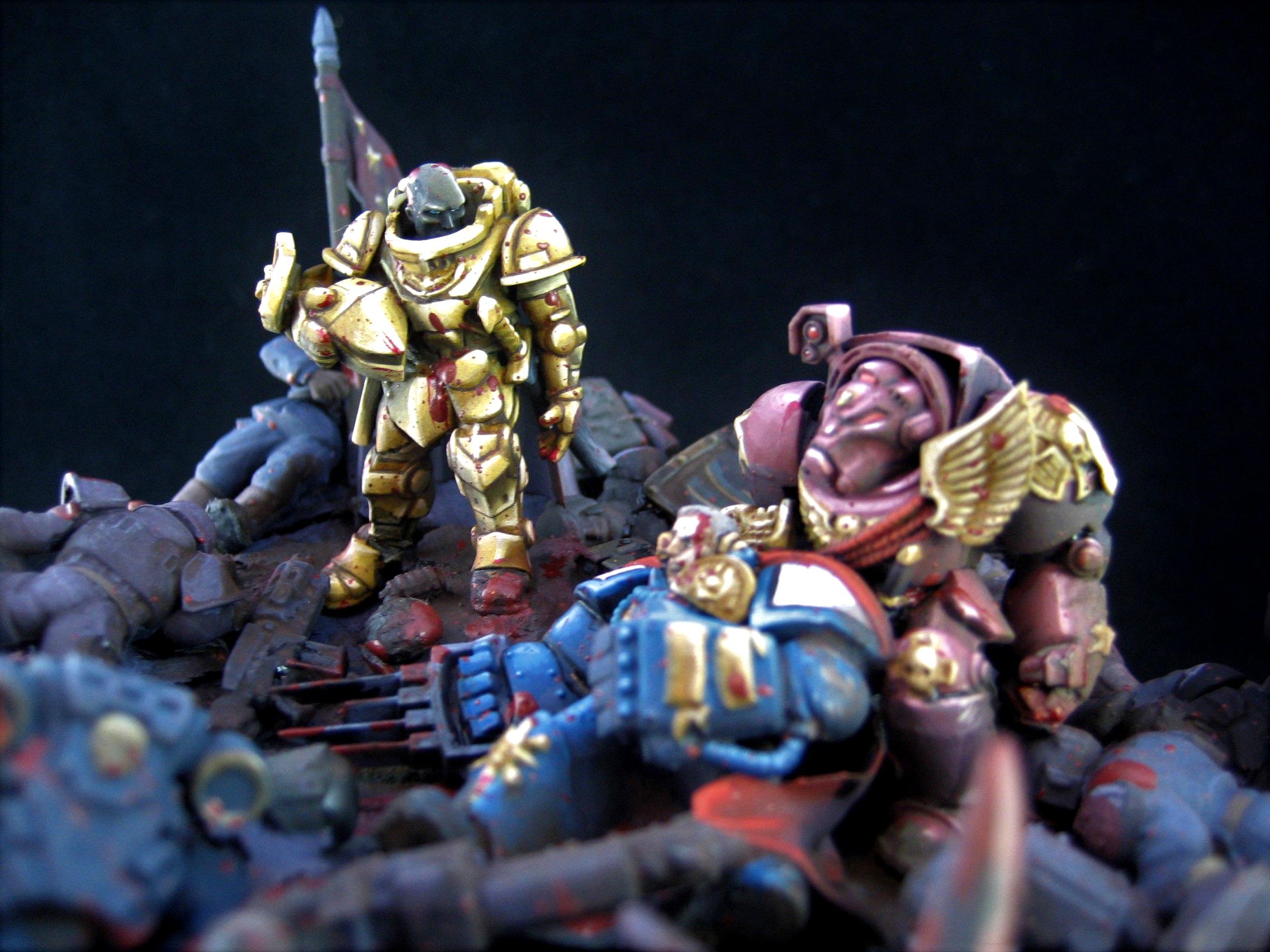 Blood, Dead, Diorama, Final Stand, Imperial Guard, Orks, Space Marines, To The Bitter End
