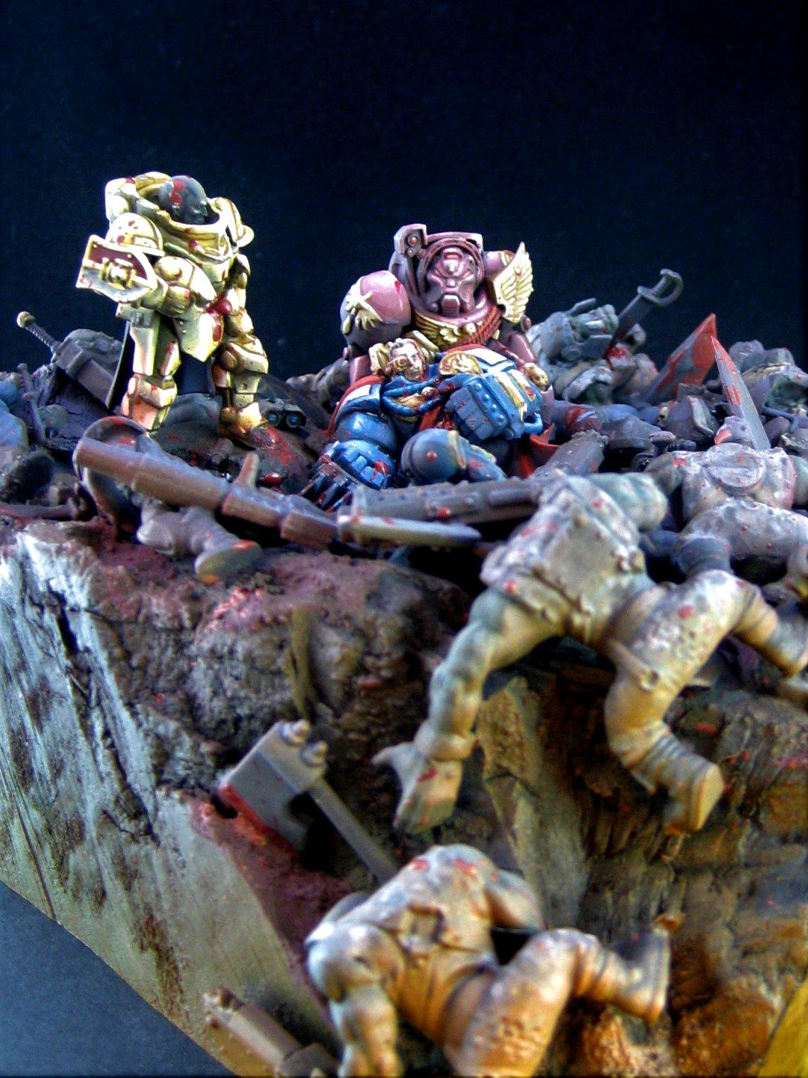 Blood, Dead, Diorama, Final Stand, Imperial Guard, Orks, Space Marines, To The Bitter End