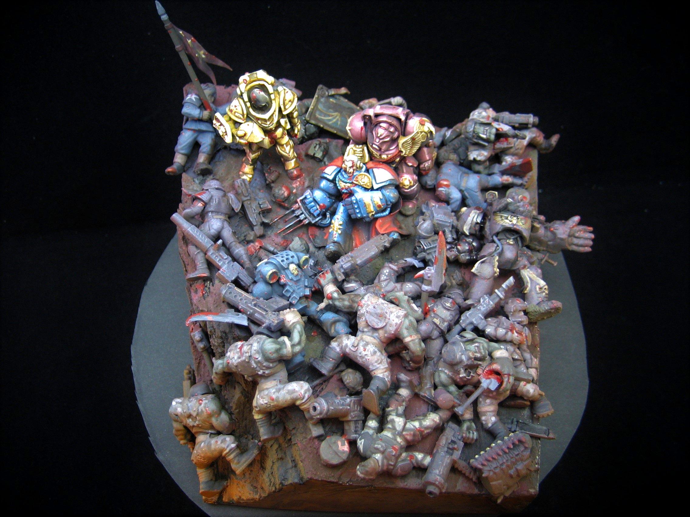 Blood, Dead, Diorama, Final Stand, Imperial Guard, Orks, Space Marines, To The Bitter End