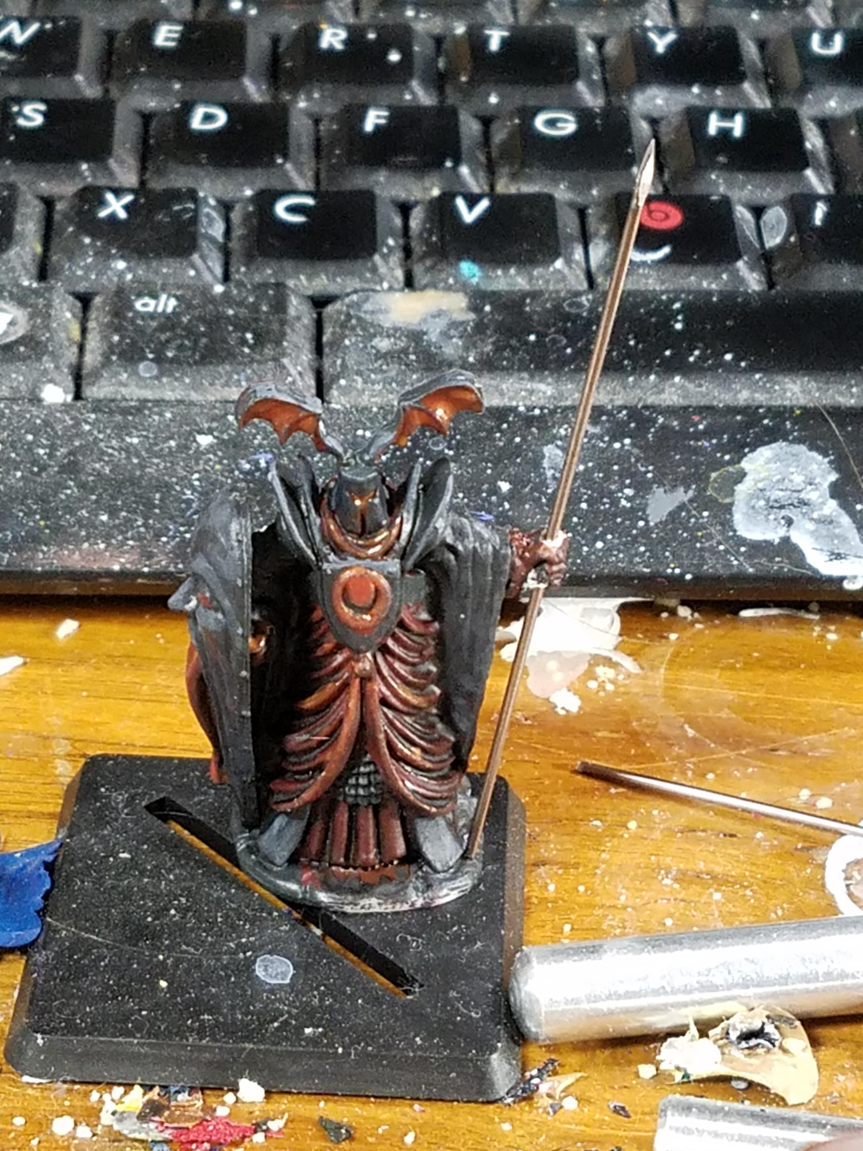 Black And Red, Bones, Conversion, Dakka Painting Challenge 2018, Evil Warrior, Reaper, Robed Figure, Wire Spear