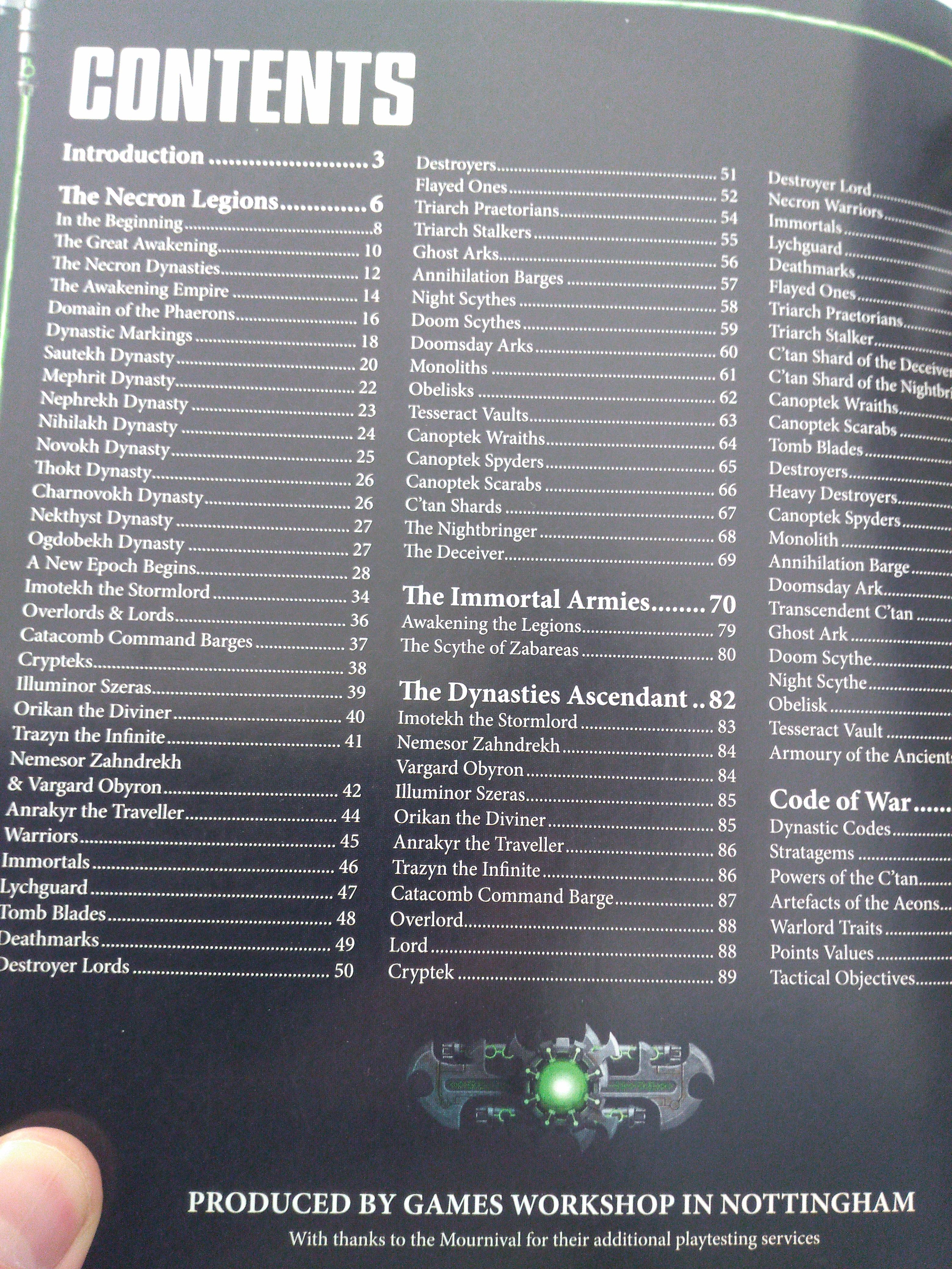 My codex TOC