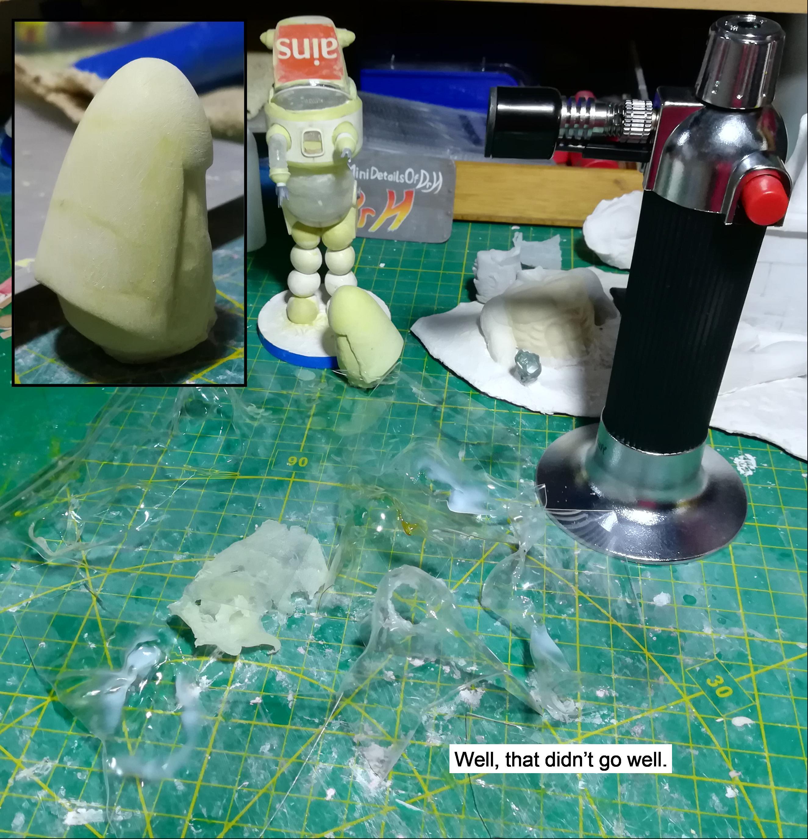Attempting to melt plastic into a dome shape...with fire