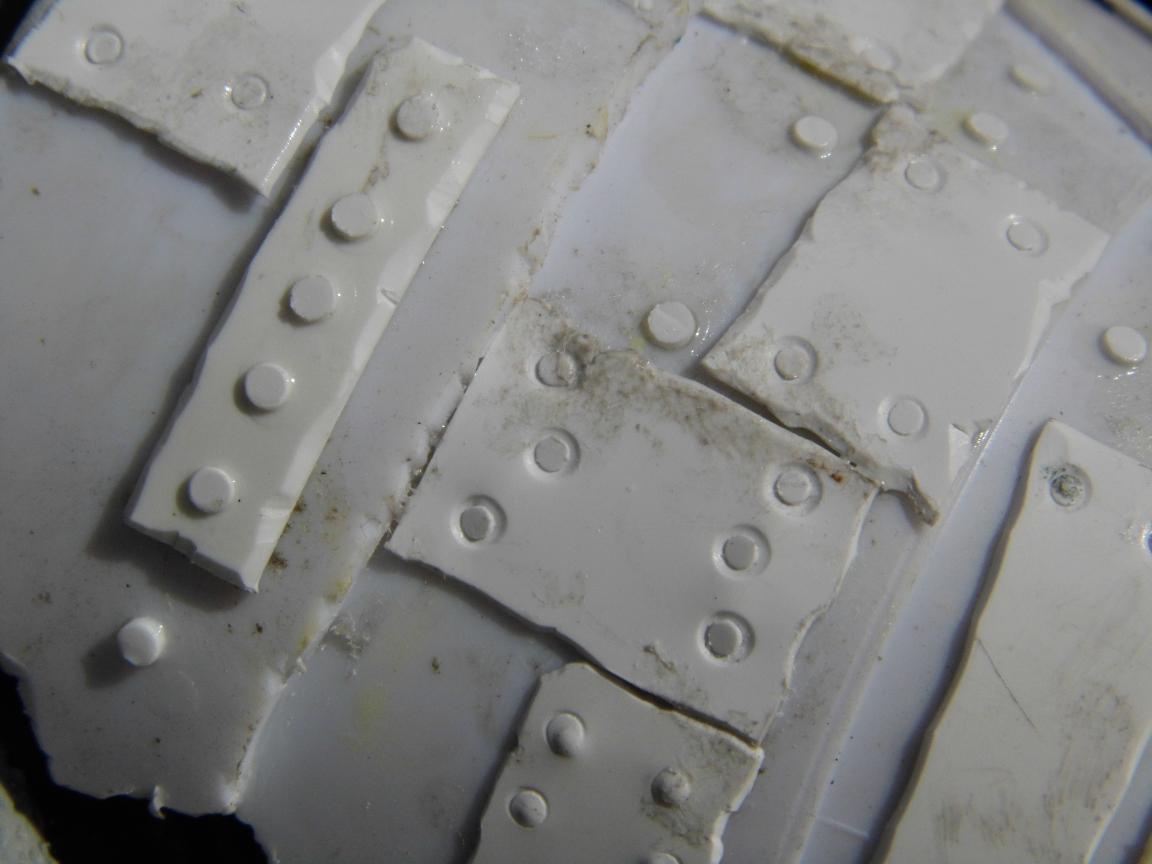 Tail armour. The embossed rivets were made using a 1/32" nail pin punch