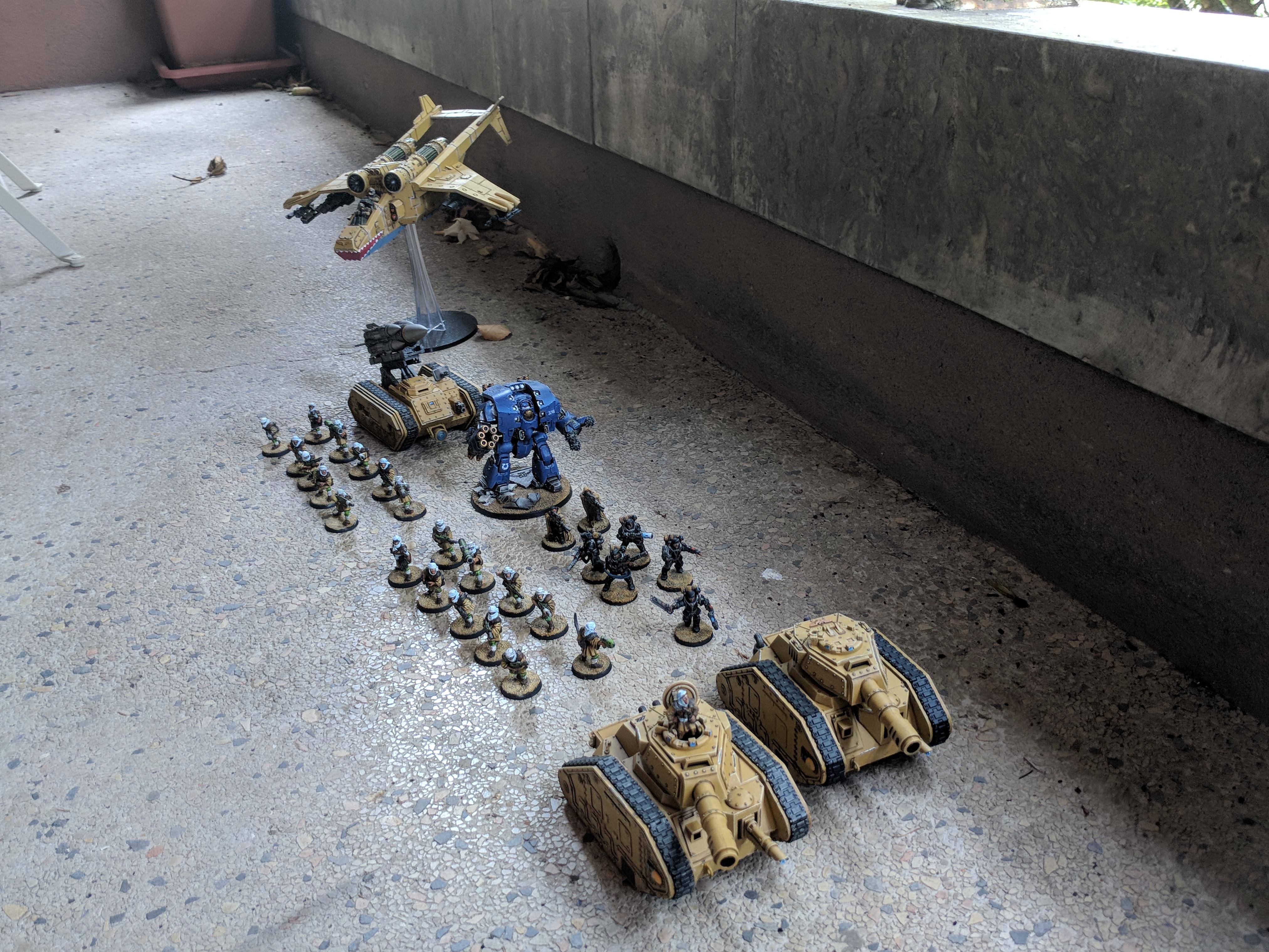Leman Russ, Leviathan, Tallarn Desert Raiders, Ultramarines, Valkyrie, Vendetta