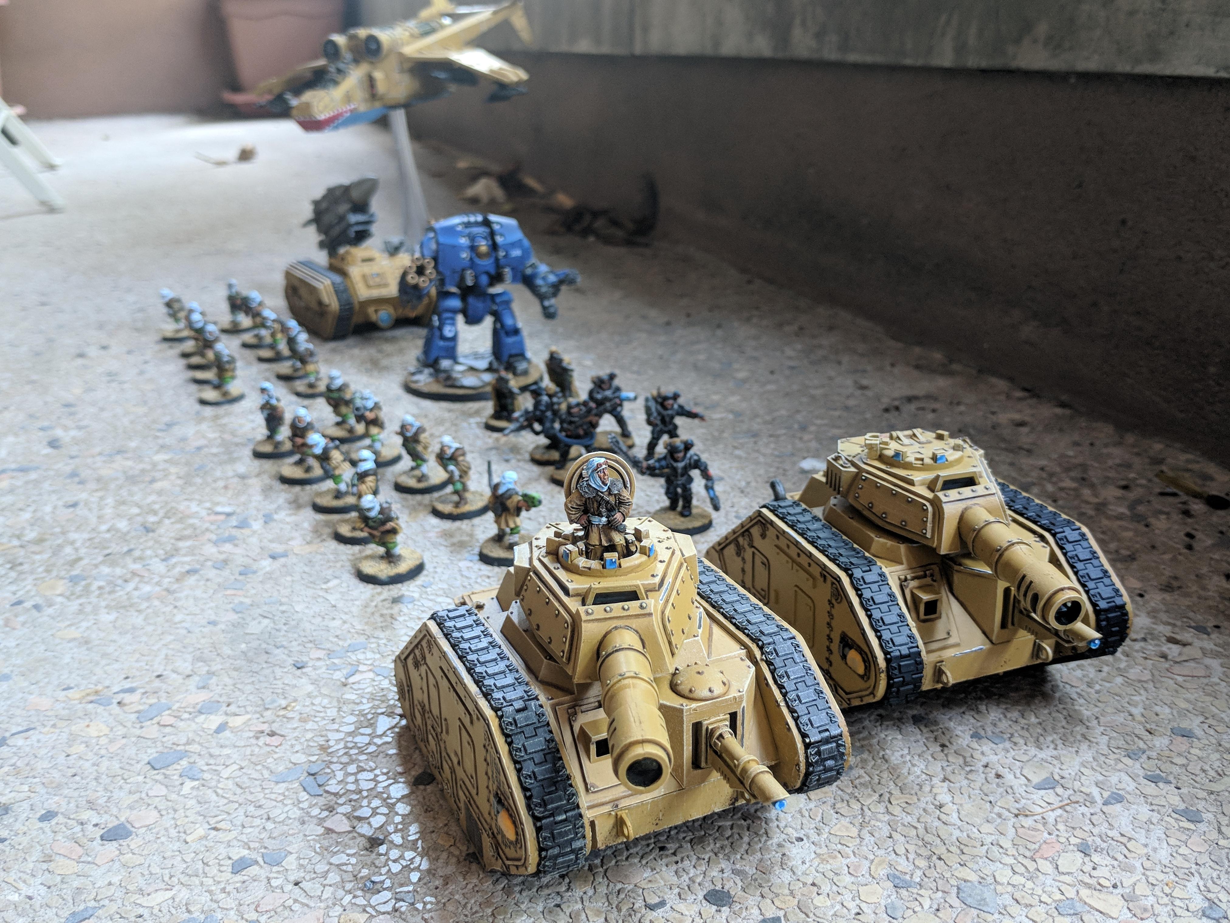 Leman Russ, Leviathan, Tallarn Desert Raiders, Ultramarines, Valkyrie, Vendetta