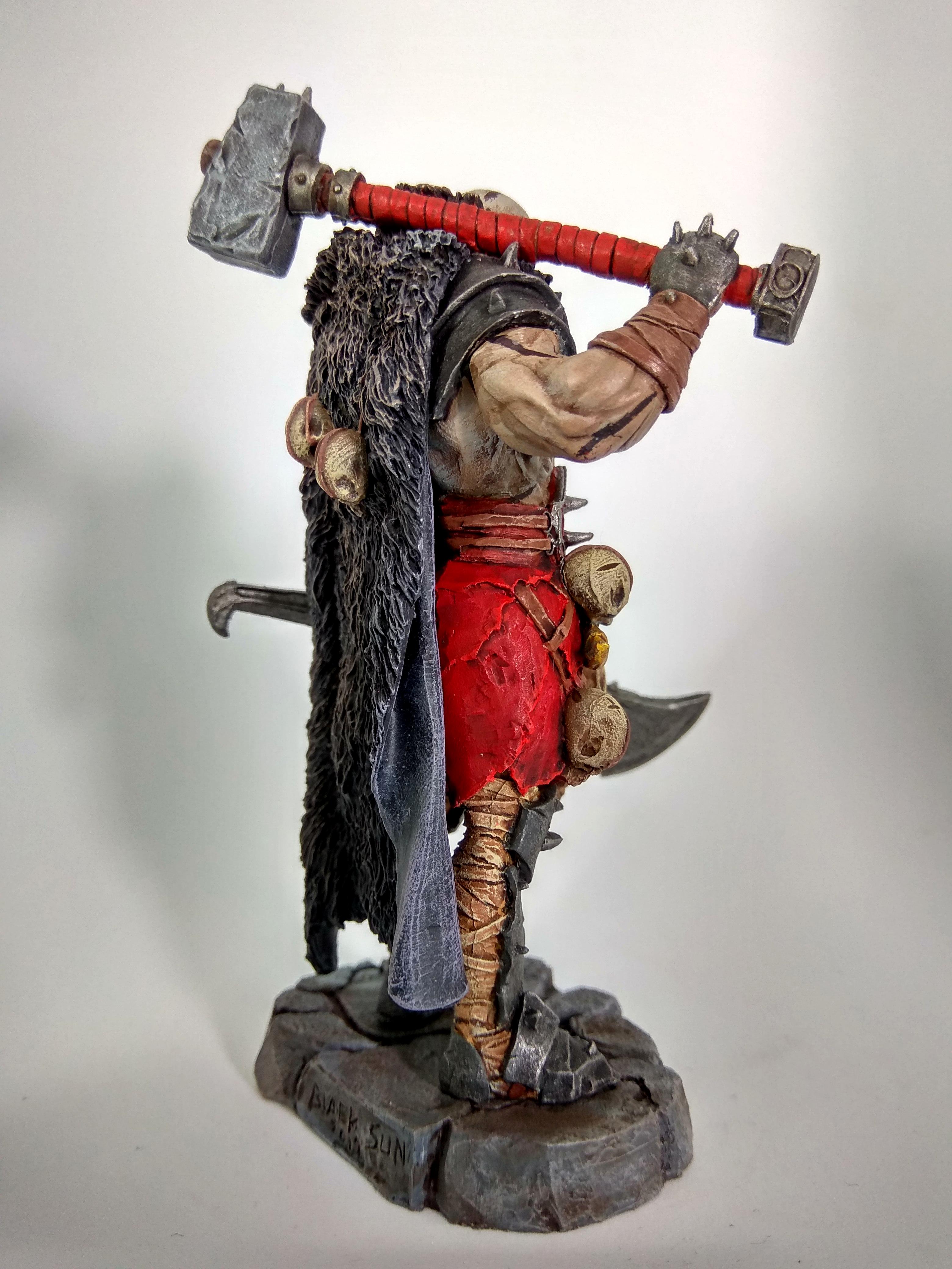 75mm, Black, Goliath, Half-orc, Miniature, Orcs, Razgor, Skull, Sun, Warbringer, Warlord