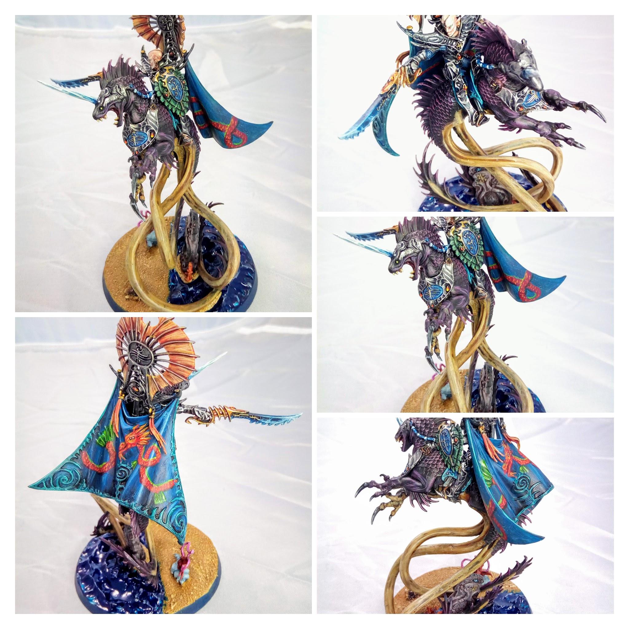 Aelf, Age Of Sigmar, Beach, Character, Dragon, Elves, Freehand, Idoneth Deepkin, Ionrach, Mounted, Sea Base, Volturnos