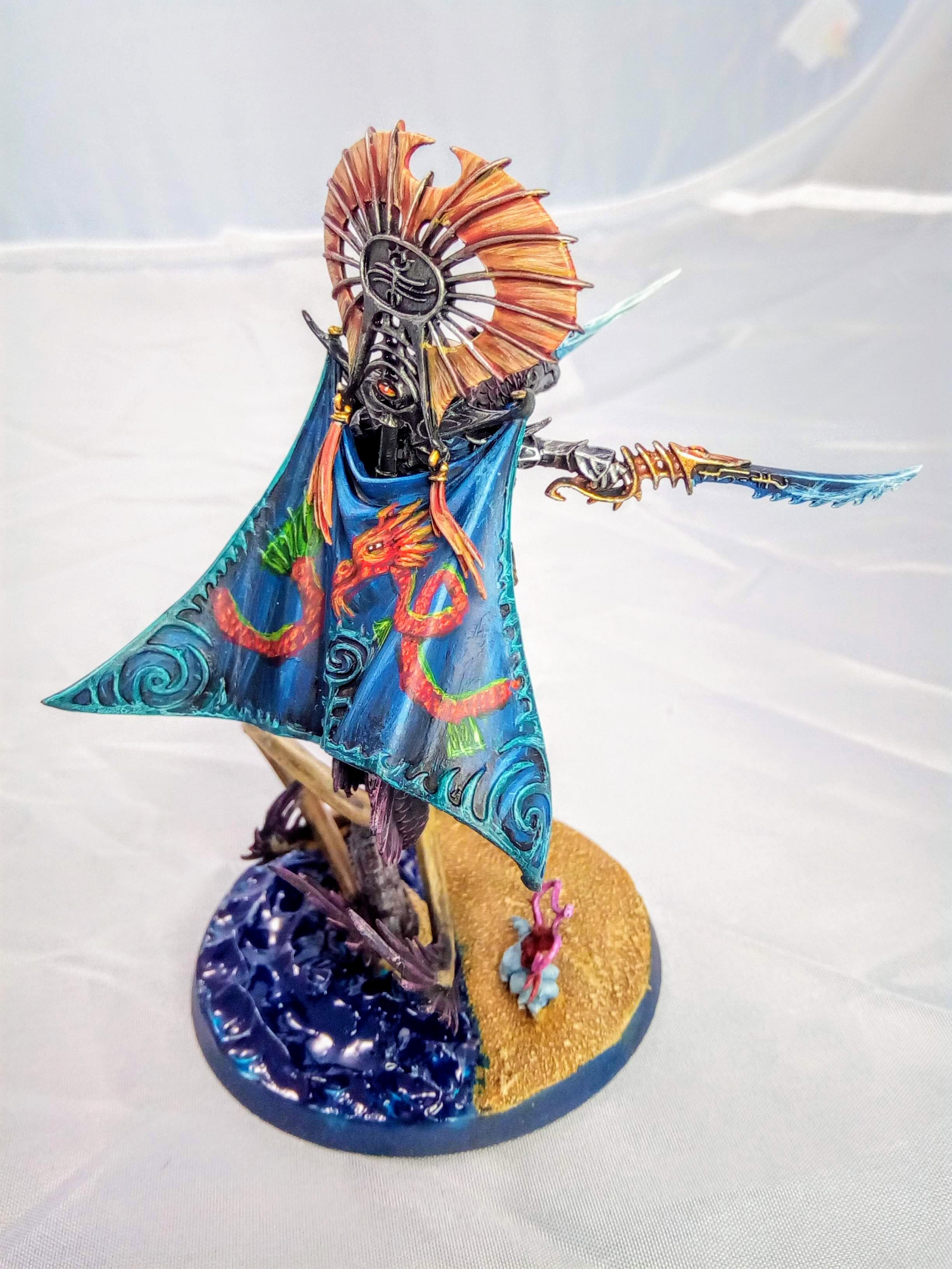 Aelf, Age Of Sigmar, Beach, Character, Dragon, Elves, Freehand, Idoneth Deepkin, Ionrach, Mounted, Sea Base, Volturnos