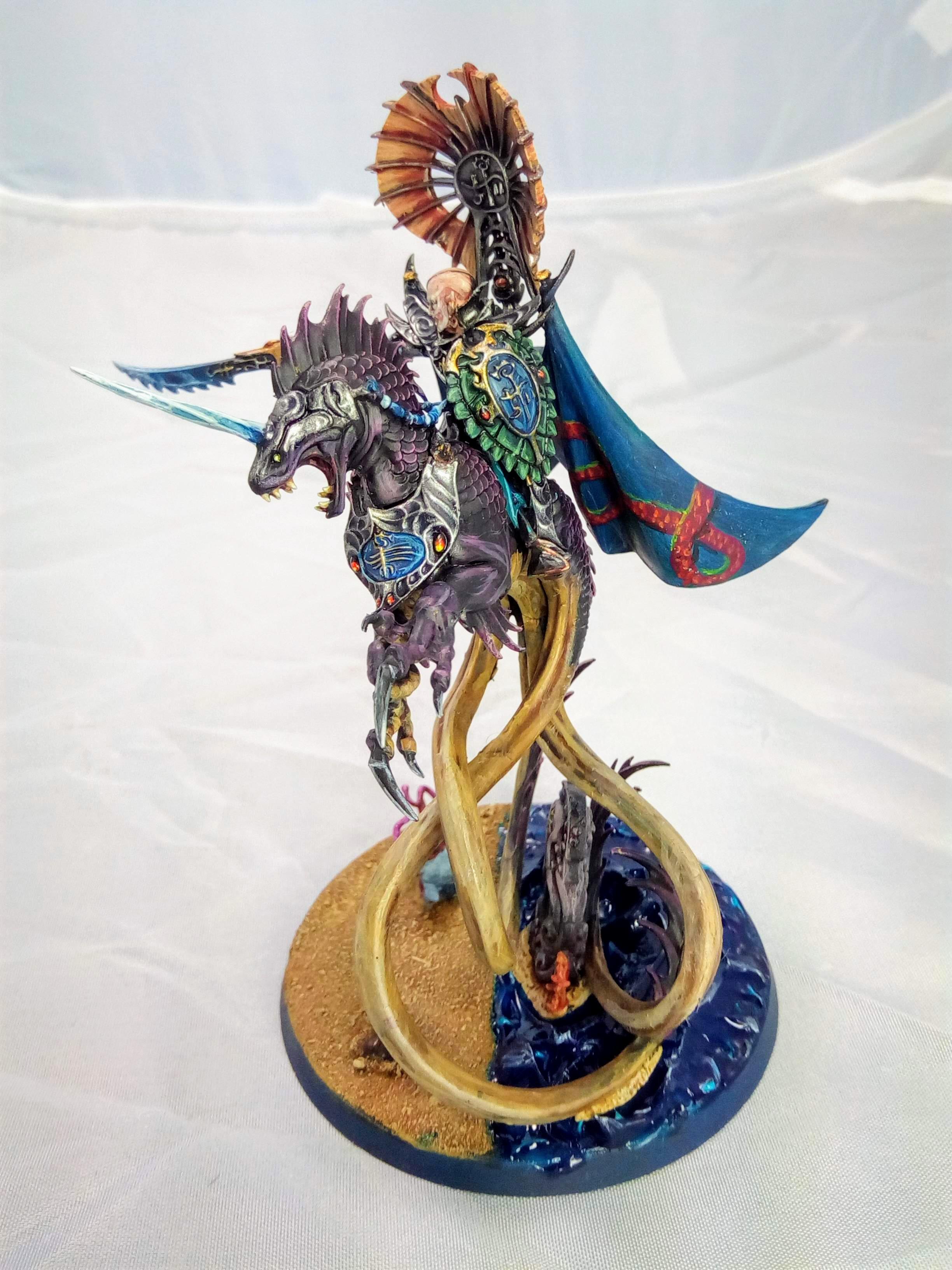 Aelf, Age Of Sigmar, Beach, Character, Dragon, Elves, Freehand, Idoneth Deepkin, Ionrach, Mounted, Sea Base, Volturnos