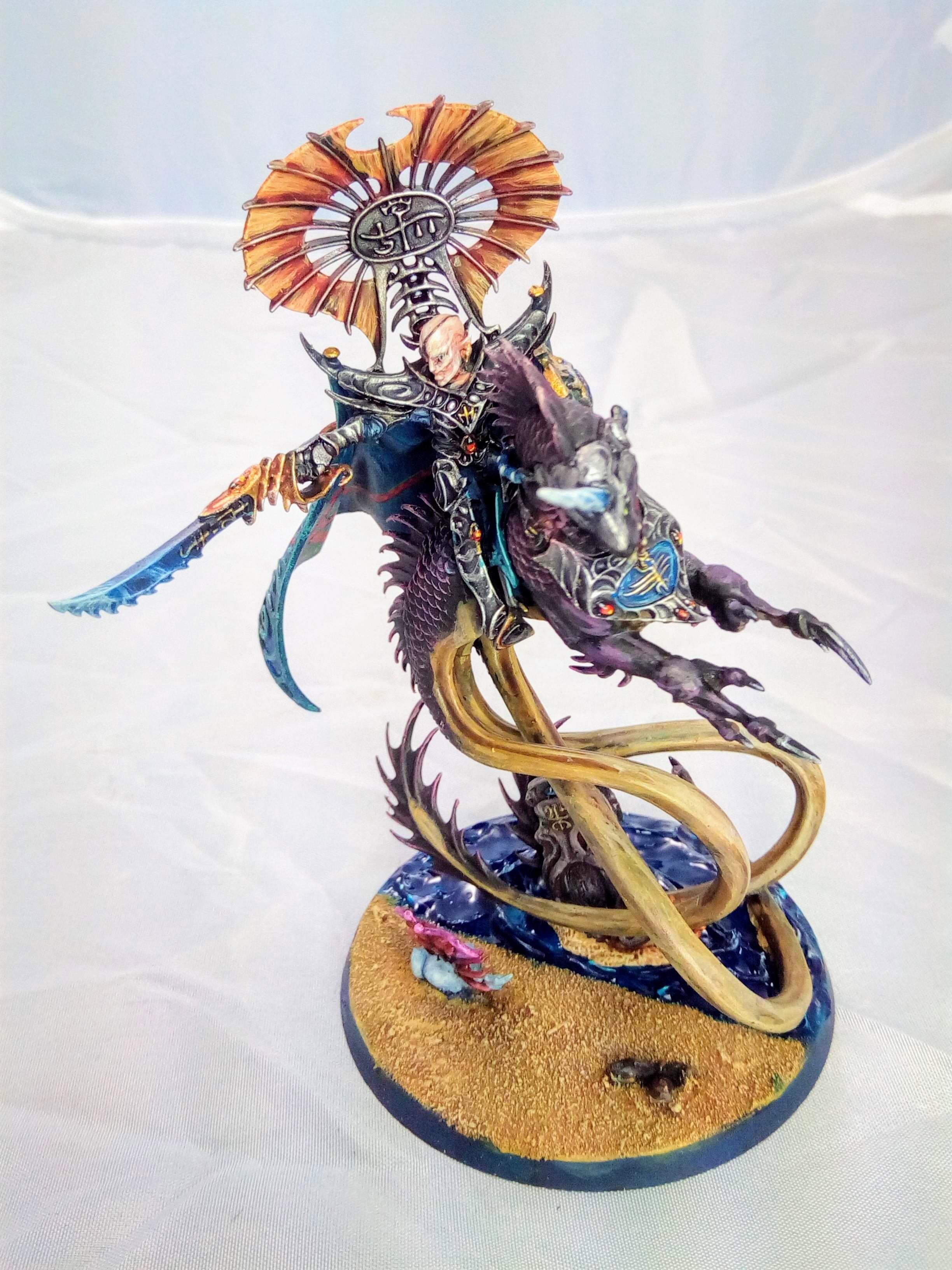 Aelf, Age Of Sigmar, Beach, Character, Dragon, Elves, Freehand, Idoneth Deepkin, Ionrach, Mounted, Sea Base, Volturnos