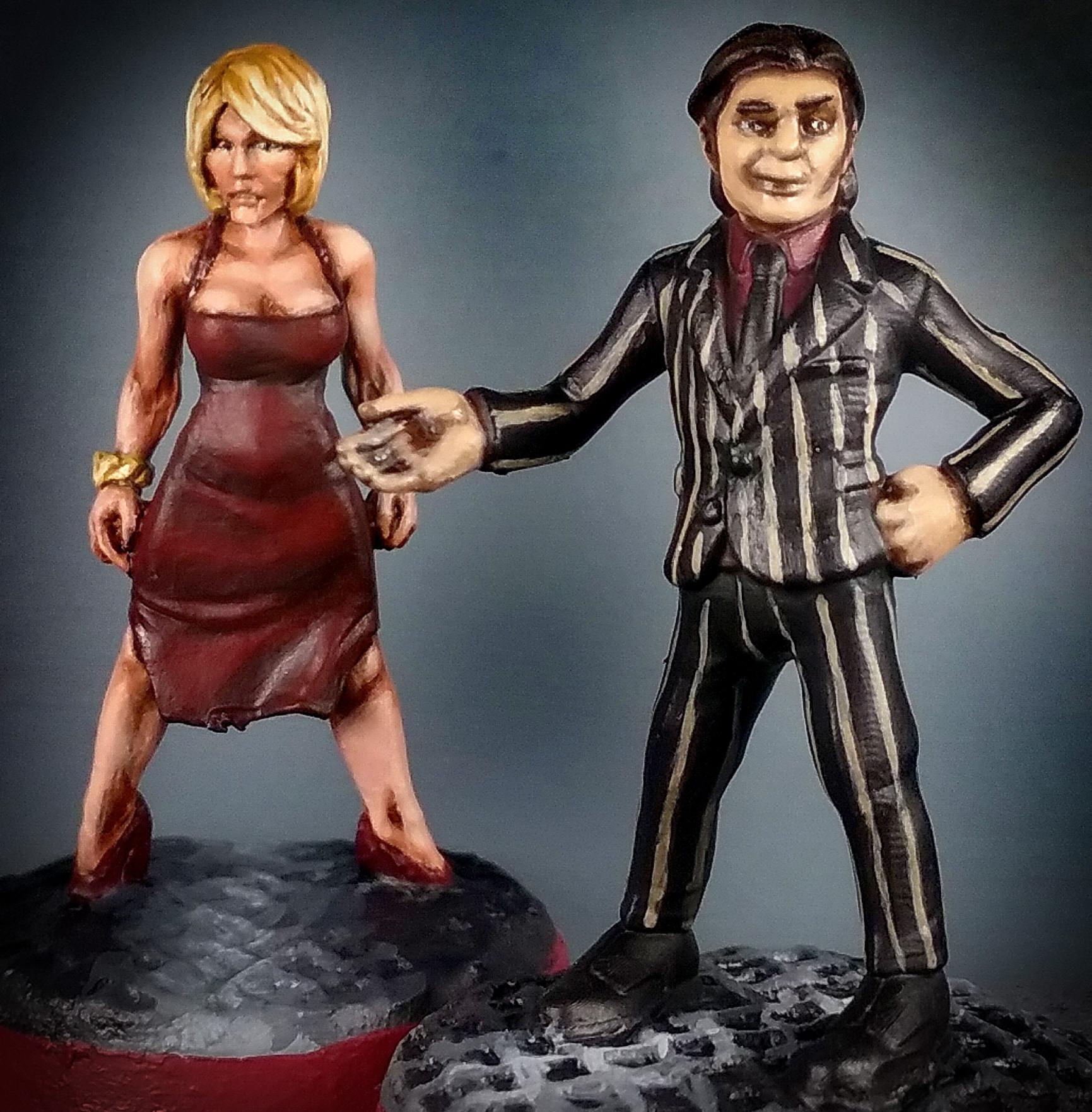 28mm Battlestar Galactica Miniatures, Battlestar Galactica, Battlestar Galactica Miniatures, Caprica 6, Cylon, Gaius Baltar, Gina, Hasslefree Miniatures, Model One
