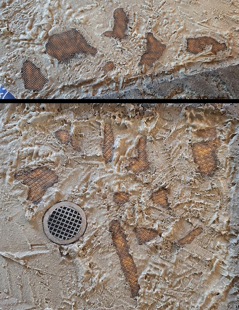 Metal plates stippled with rust
